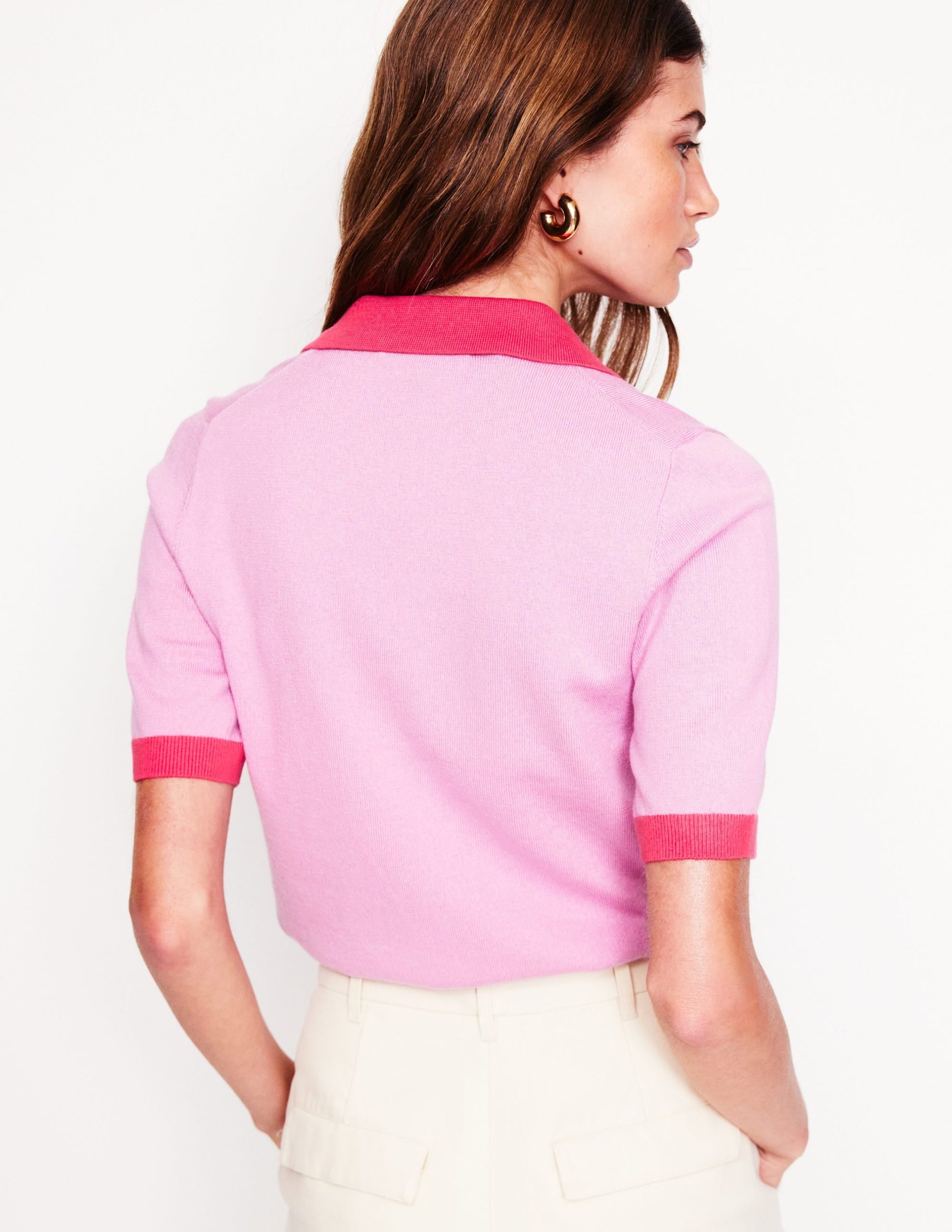 Estelle Henley Knitted T-Shirt-Soft Lavender Pink - Image 4