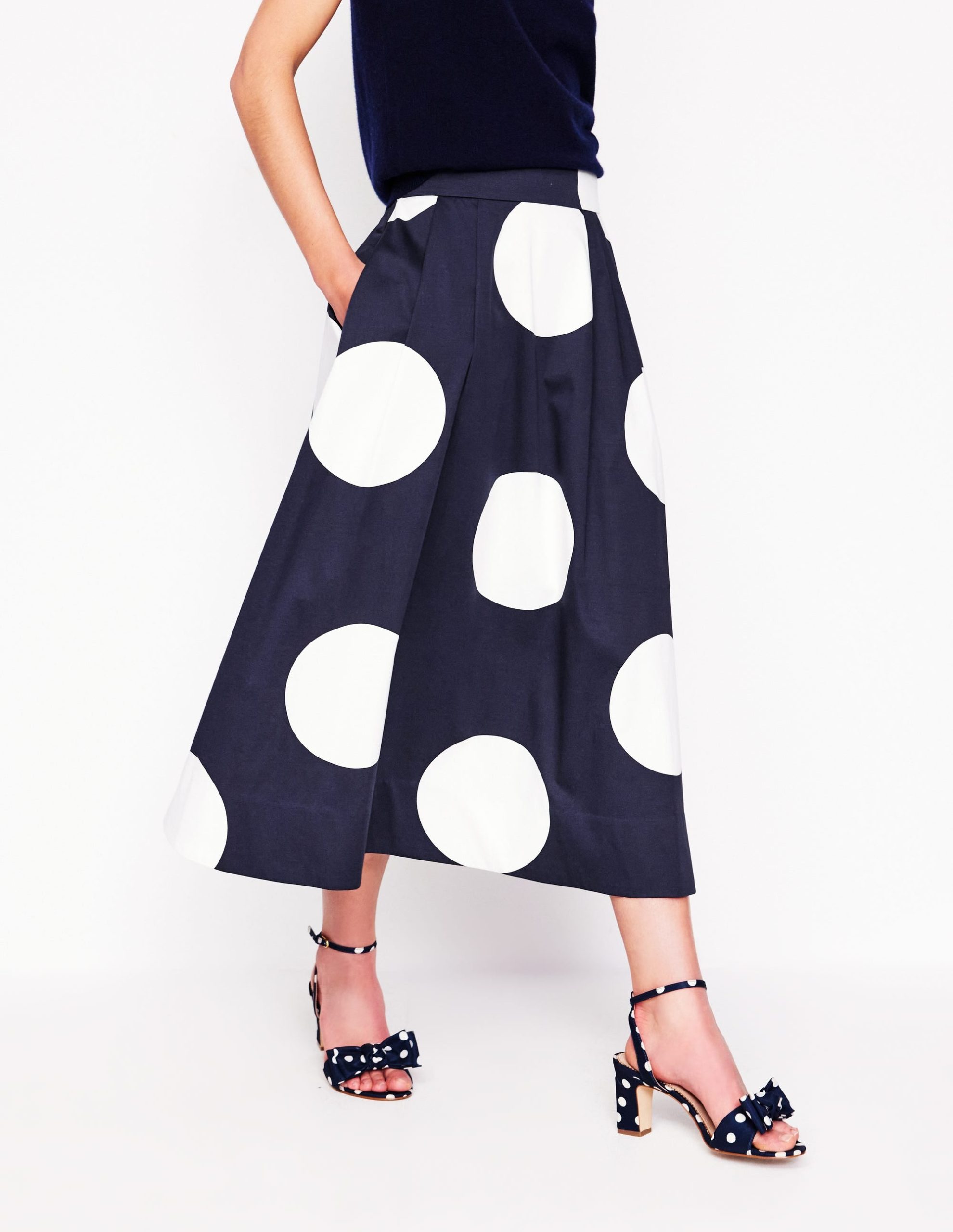 Isabella Cotton Sateen Skirt-Navy Spots - Image 6