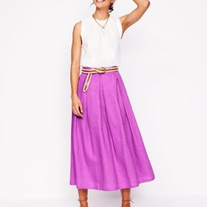 Verity Linen Midi Skirt-Foxglove Purple
