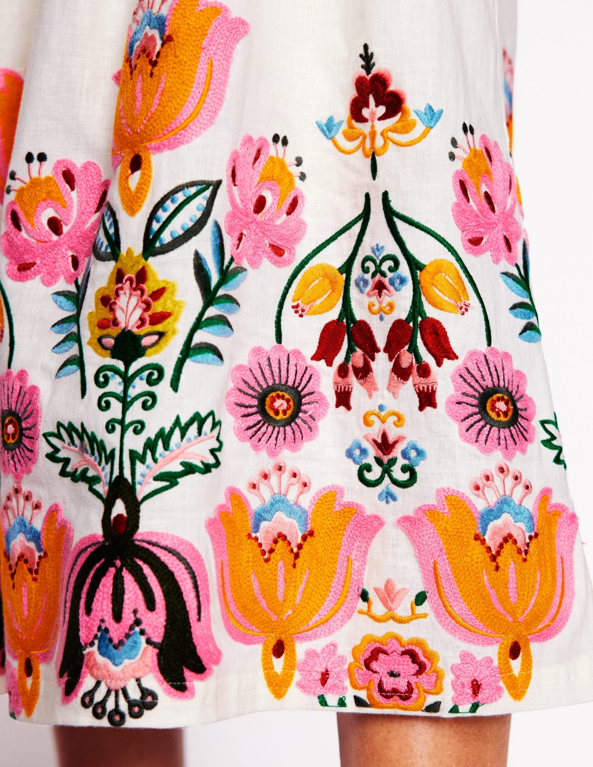 Verity Embroidered Linen Skirt-Ivory - Image 5