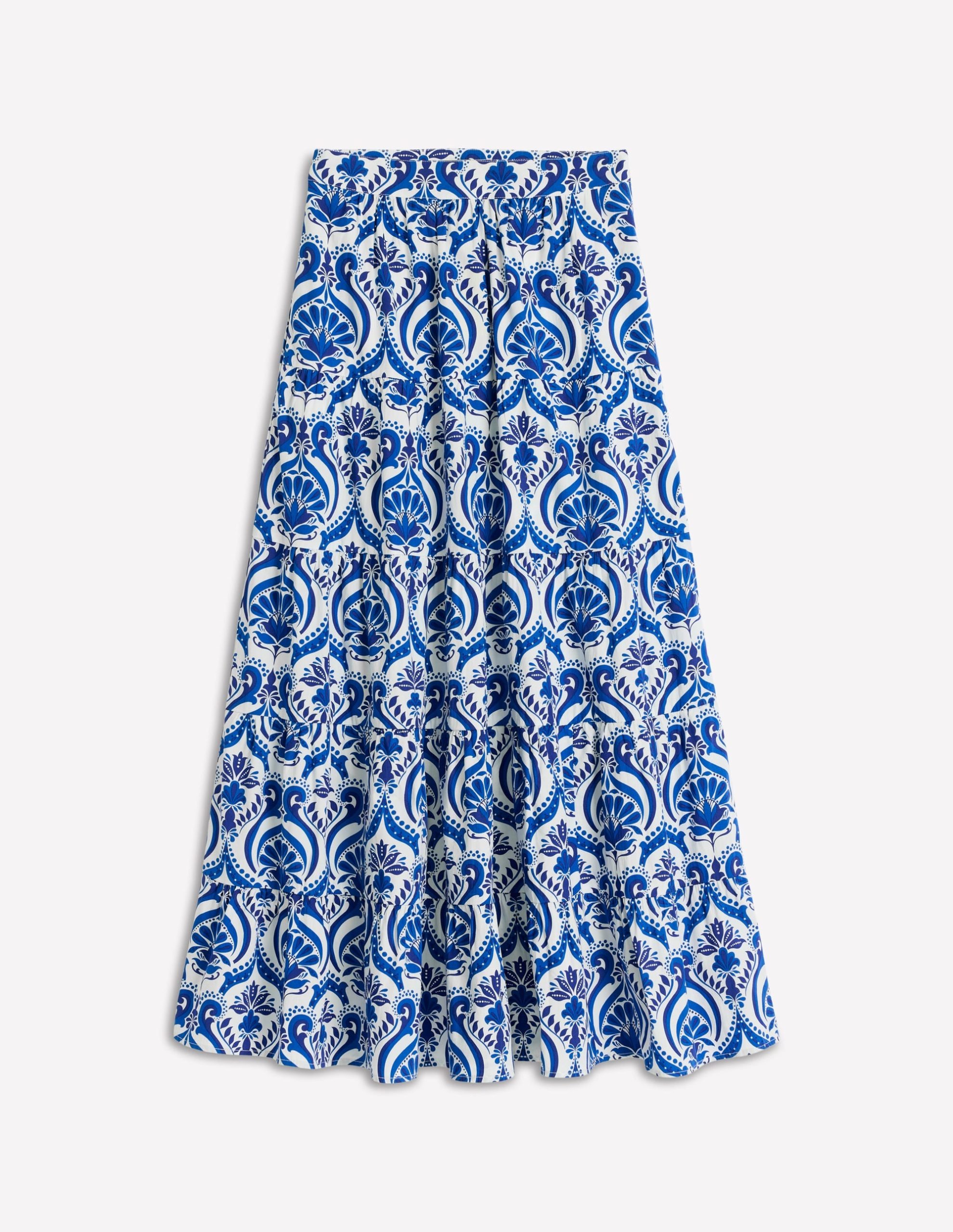Nadia Poplin Maxi Skirt-Blue. Ornamental Floral - Image 5