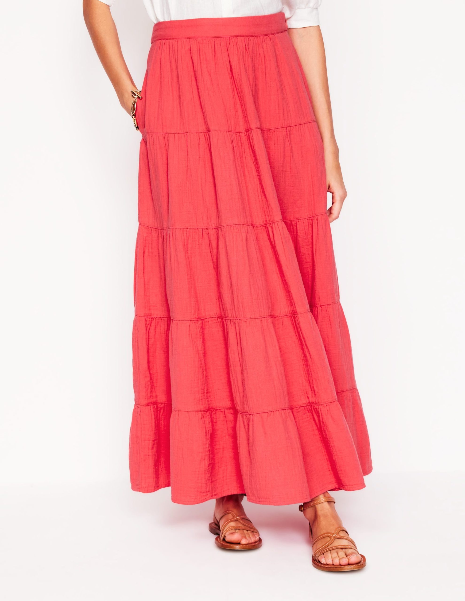 Nadia Double Cloth Maxi Skirt-Jam Red - Image 4