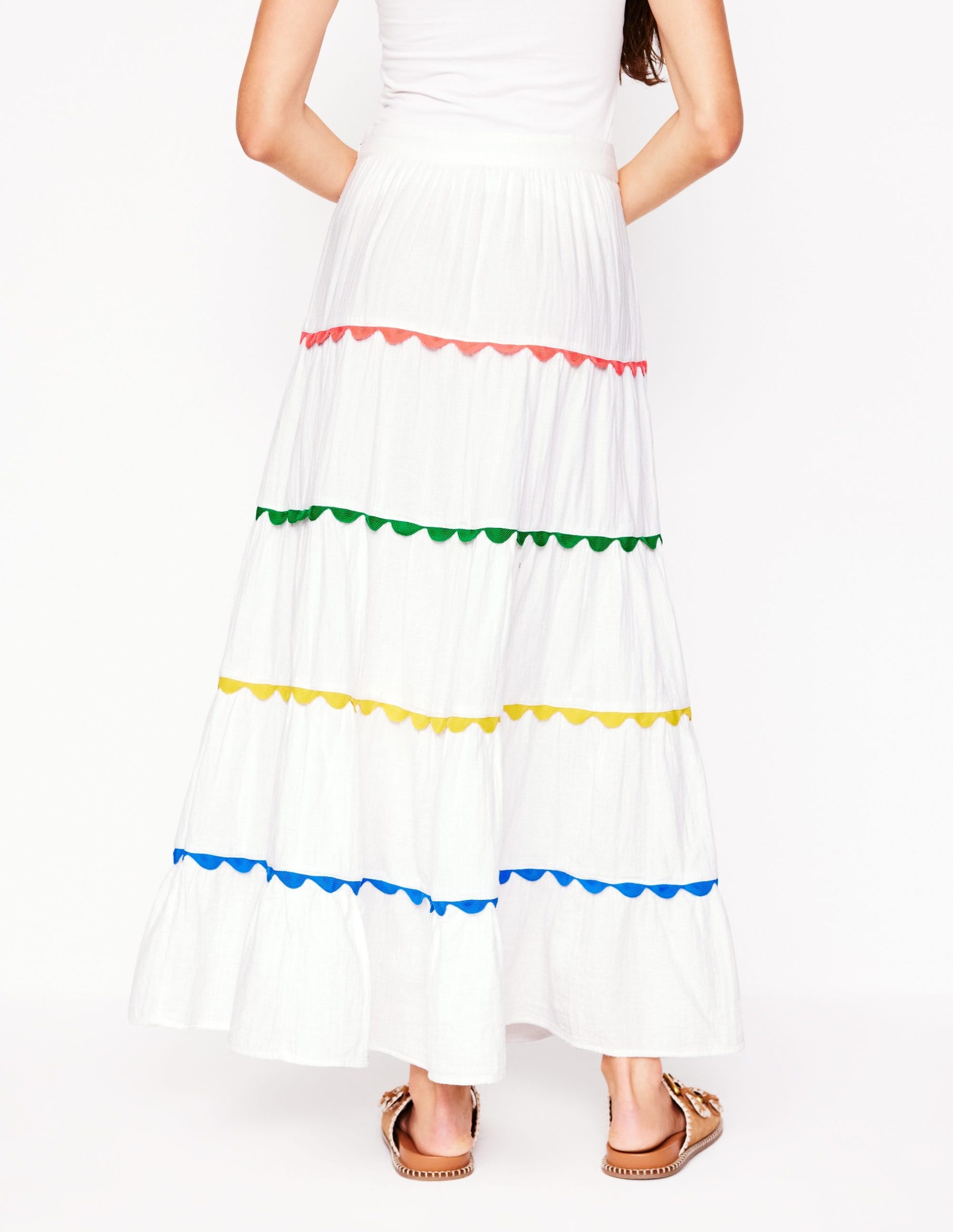 Nadia Double Cloth Maxi Skirt-White - Image 3