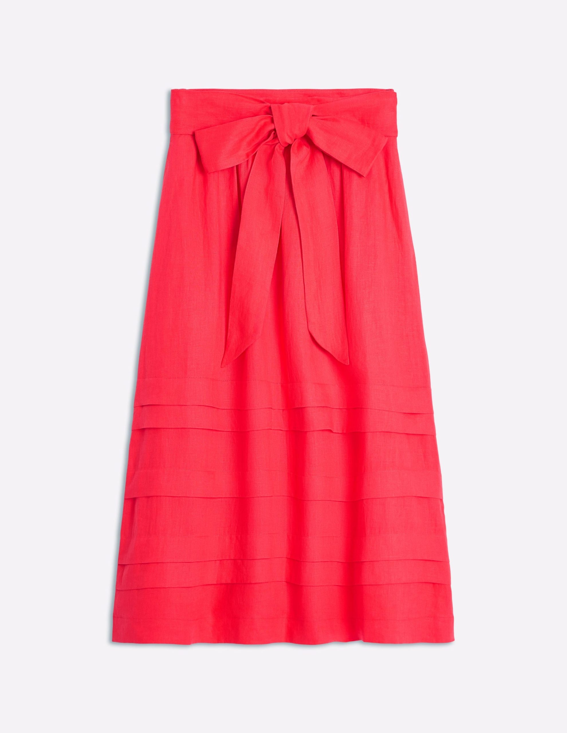 Pintuck Linen Midi Skirt-Strawberry Tart Red - Image 5