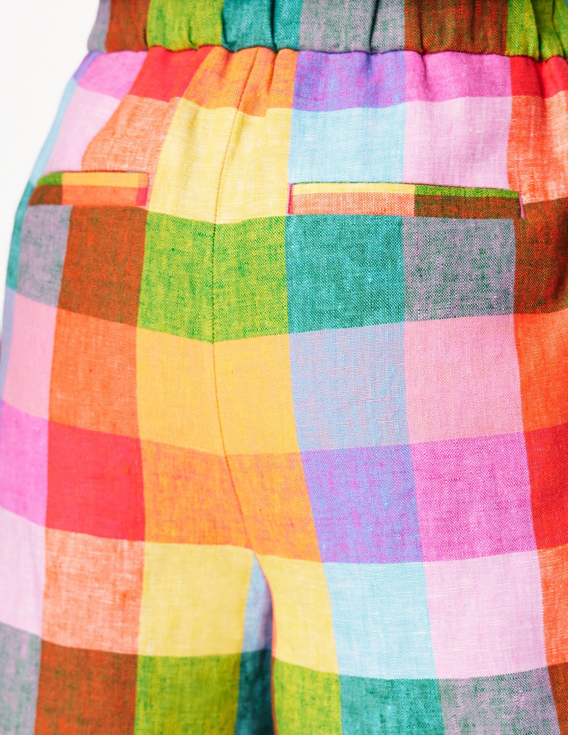 Dulwich Linen Shorts-Rainbow Multigingham - Image 2