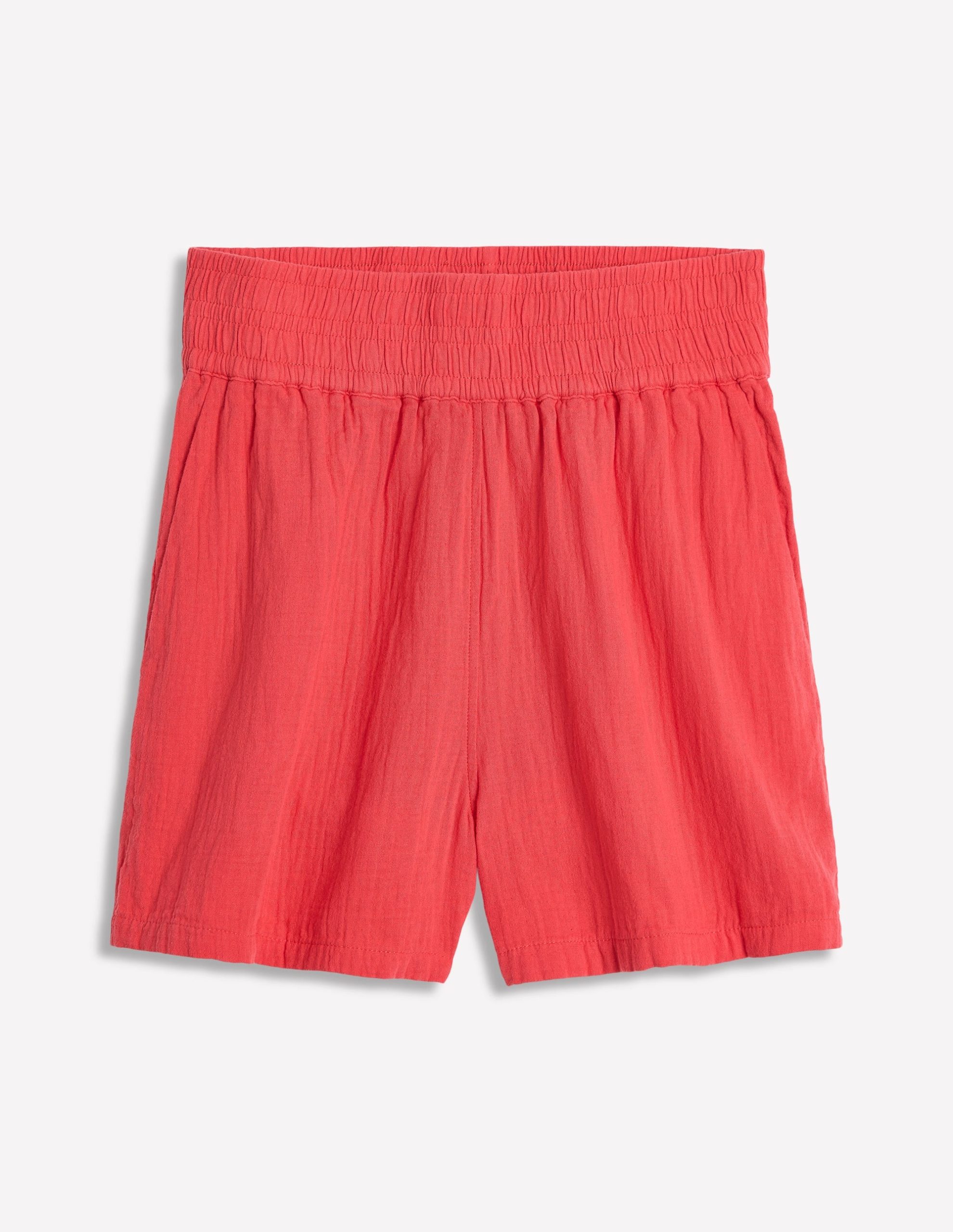 Smocked Double Cloth Shorts-Jam Red - Image 2