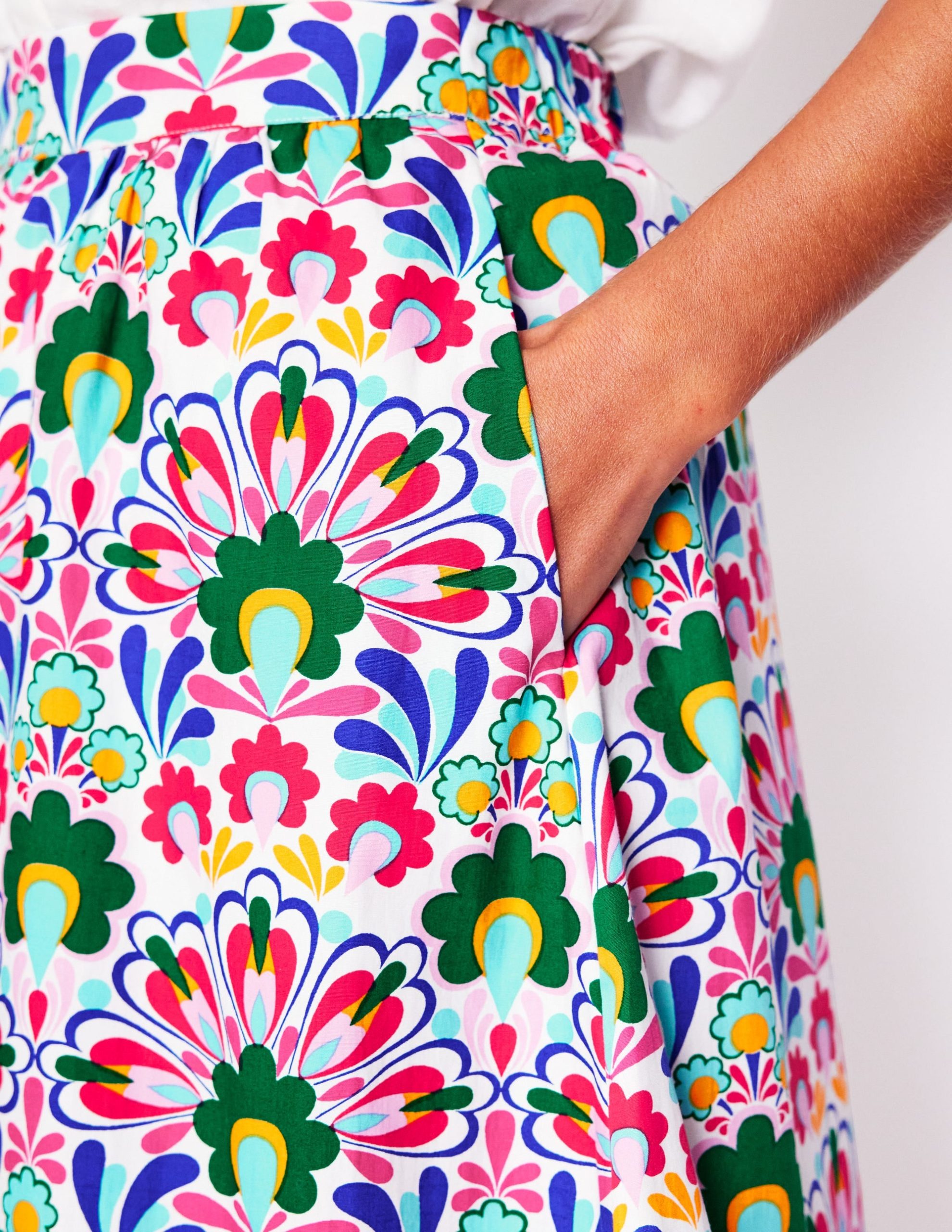 Hattie Poplin Midi Skirt-Multi. Decorative Dandelion - Image 2