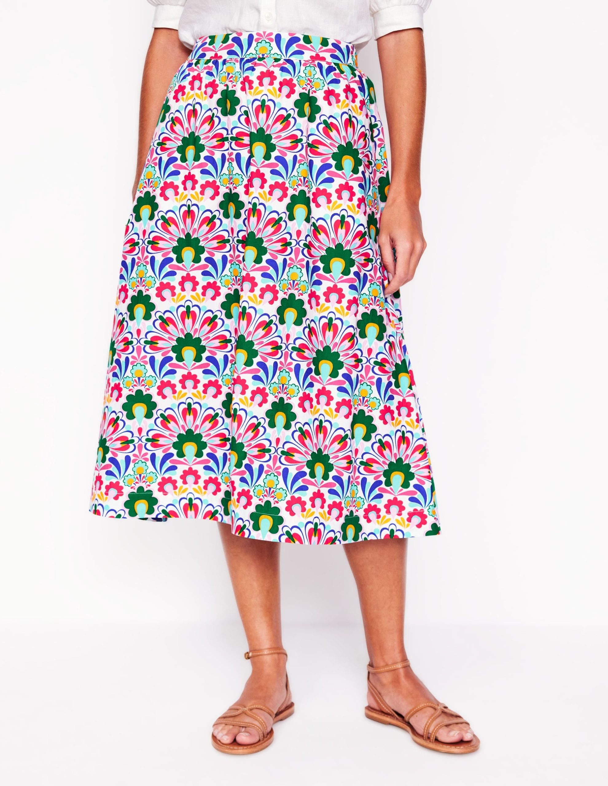 Hattie Poplin Midi Skirt-Multi. Decorative Dandelion - Image 4