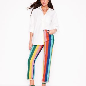 High Rise Stripe Jeans-Multi Stripe
