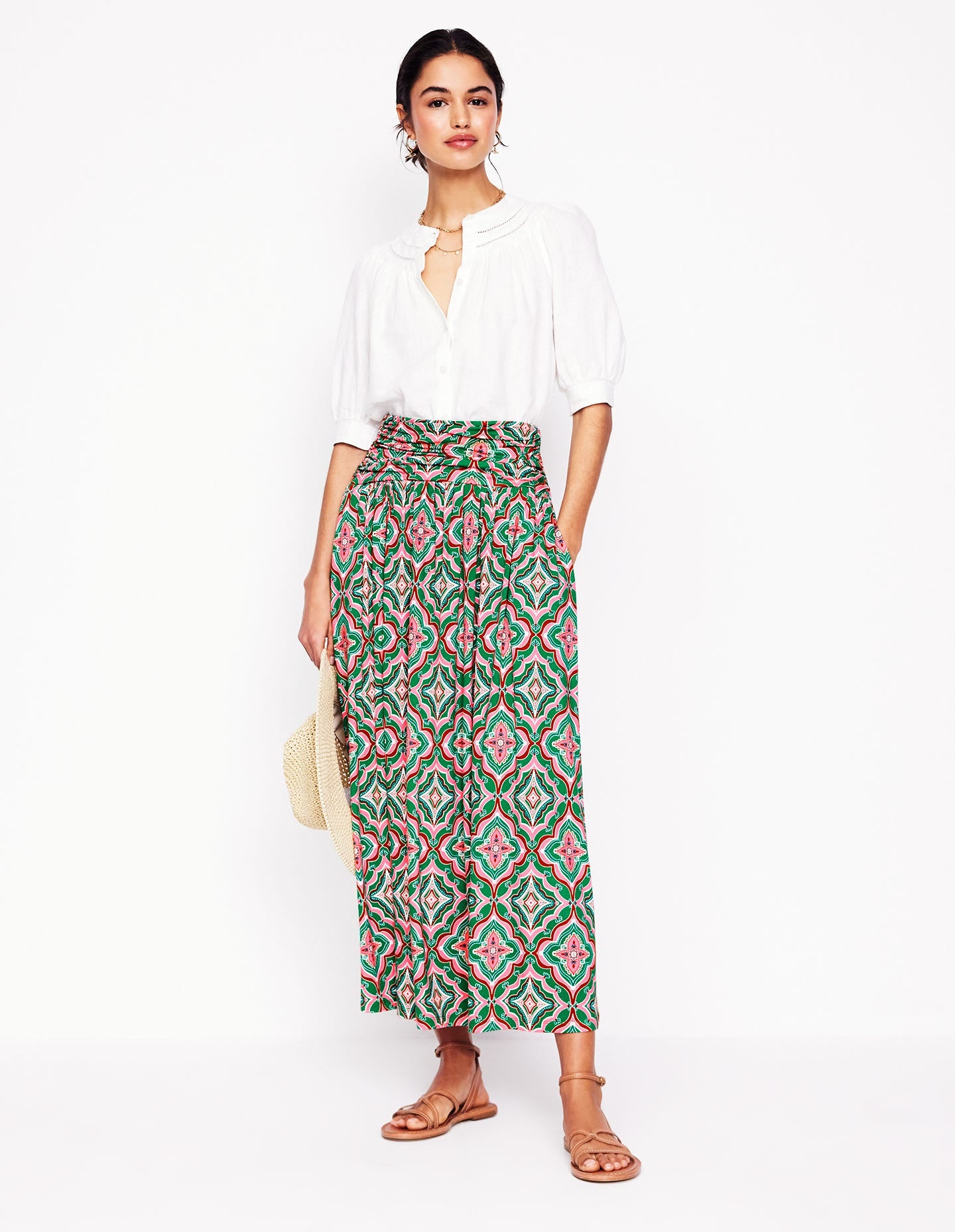 Rosaline Jersey Skirt-Rich Emerald. Mosaic Lawn