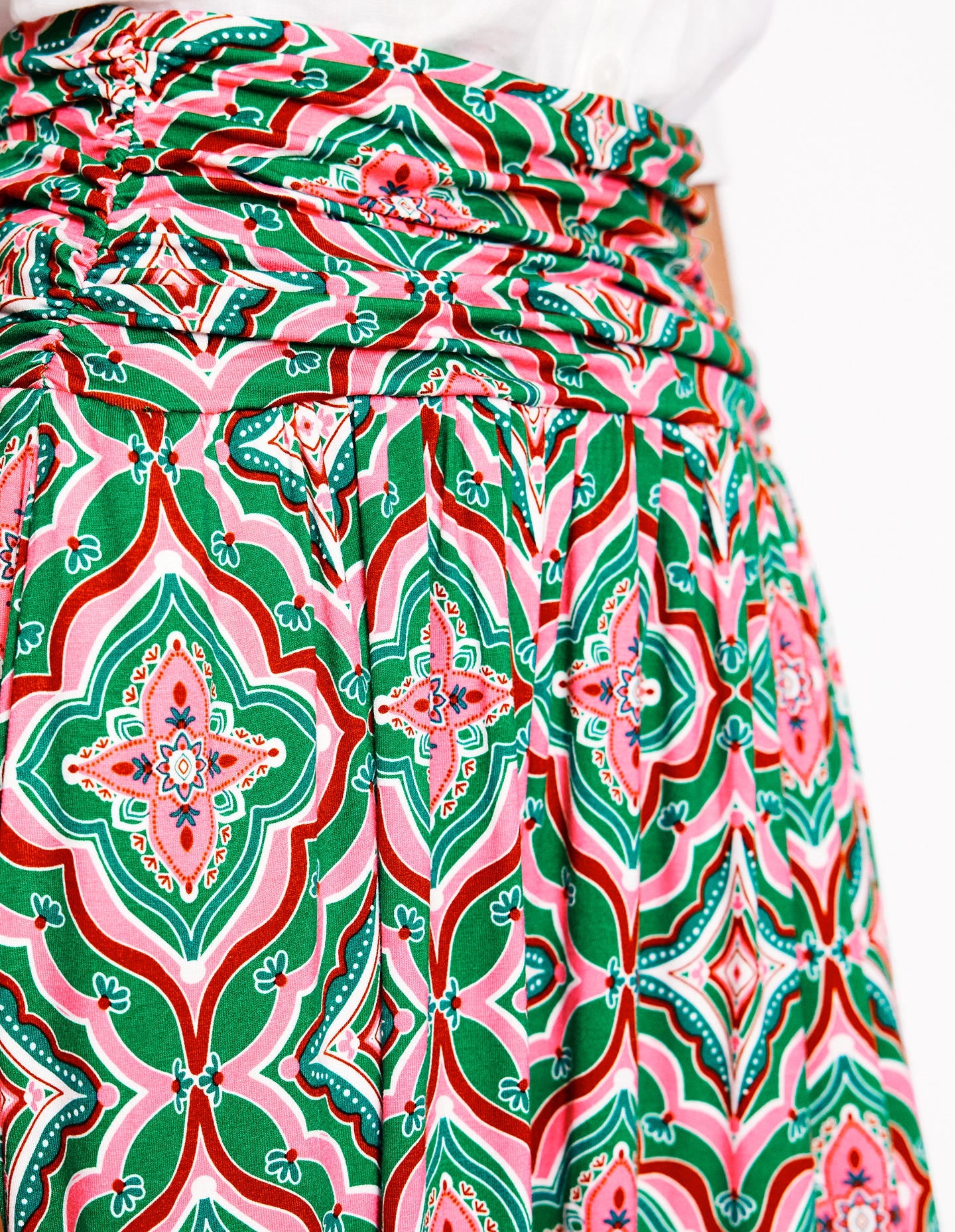 Rosaline Jersey Skirt-Rich Emerald. Mosaic Lawn - Image 2