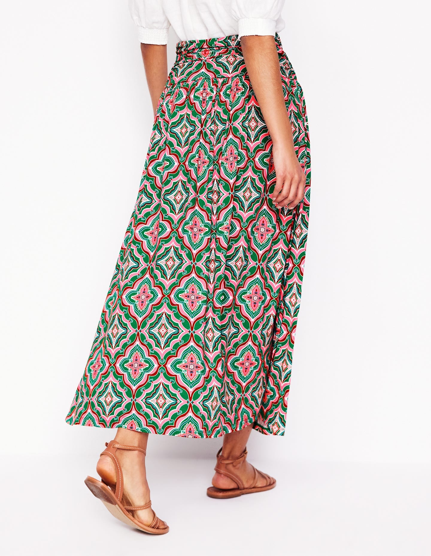 Rosaline Jersey Skirt-Rich Emerald. Mosaic Lawn - Image 3