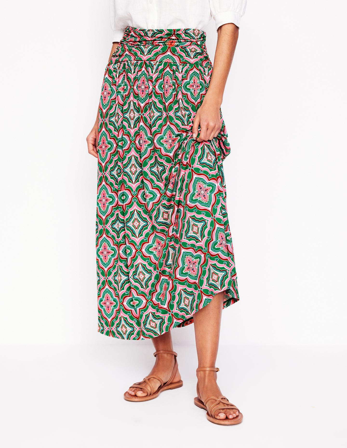 Rosaline Jersey Skirt-Rich Emerald. Mosaic Lawn - Image 4