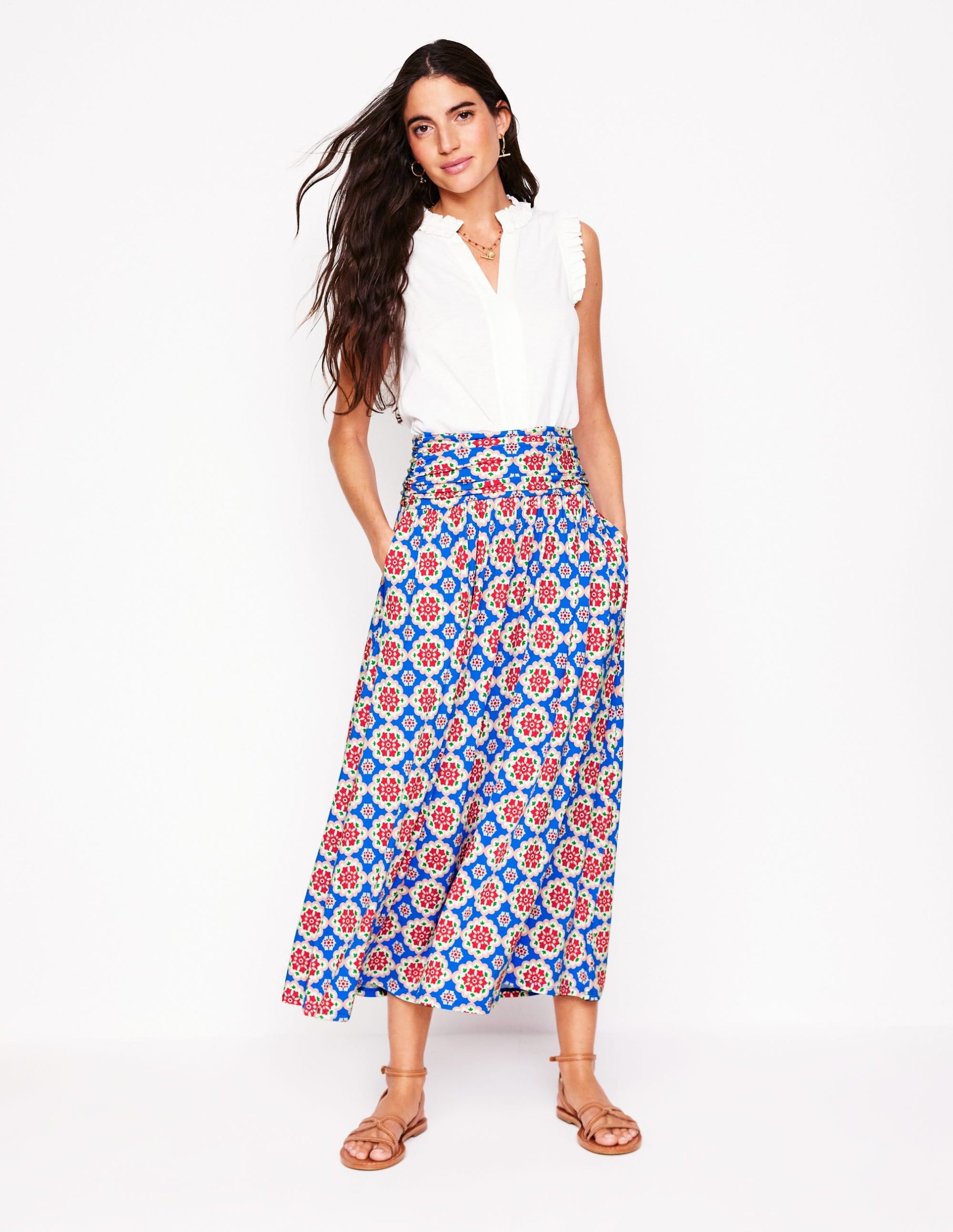 Rosaline Jersey Skirt-Cerulean Blue. Bloom Geo