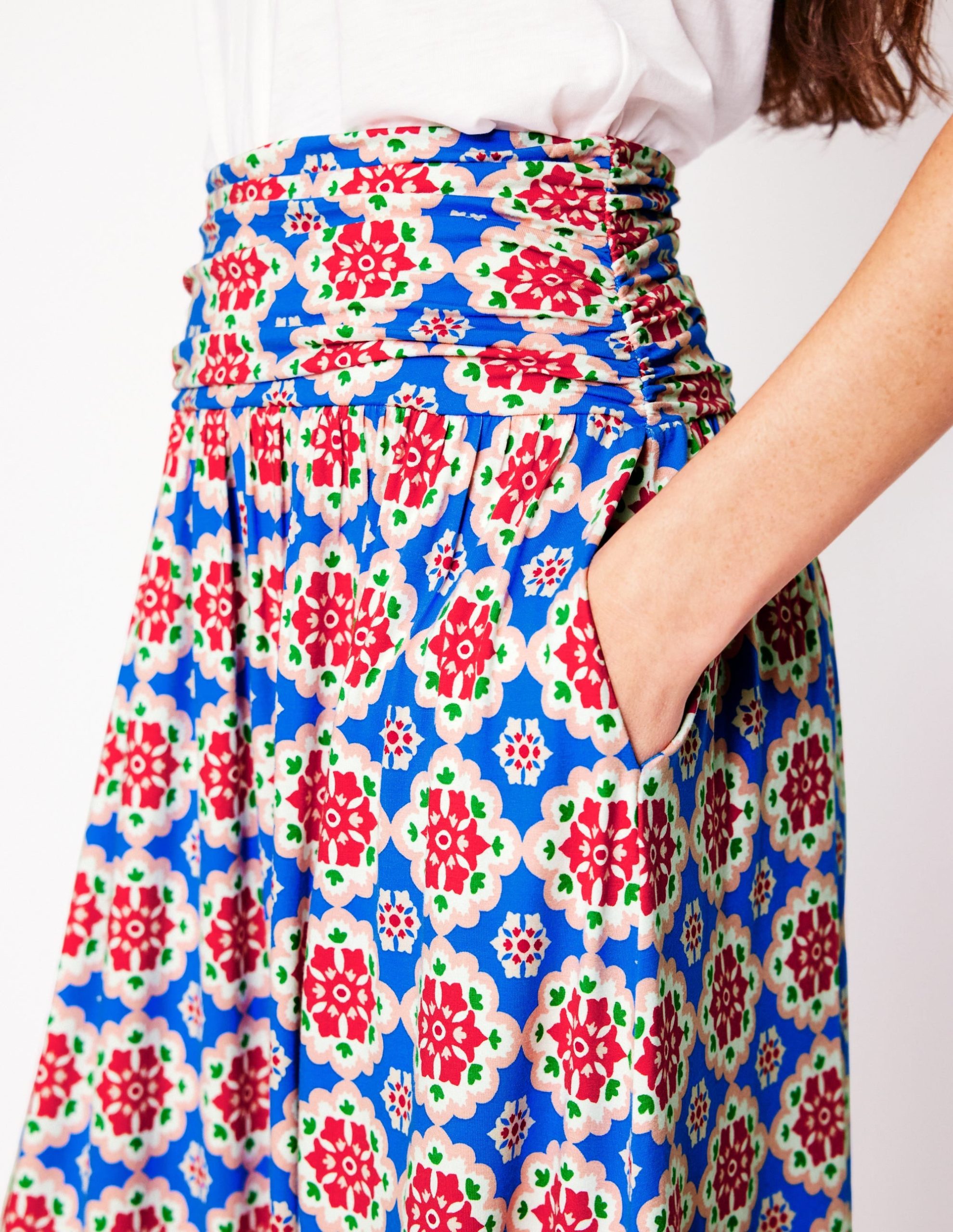 Rosaline Jersey Skirt-Cerulean Blue. Bloom Geo - Image 2
