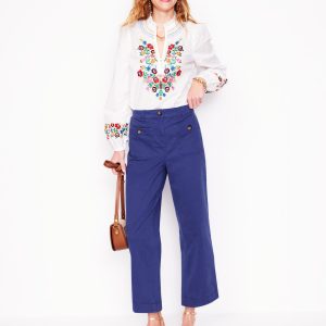 Patch Pocket Crop Chino Pants-Starboard Blue