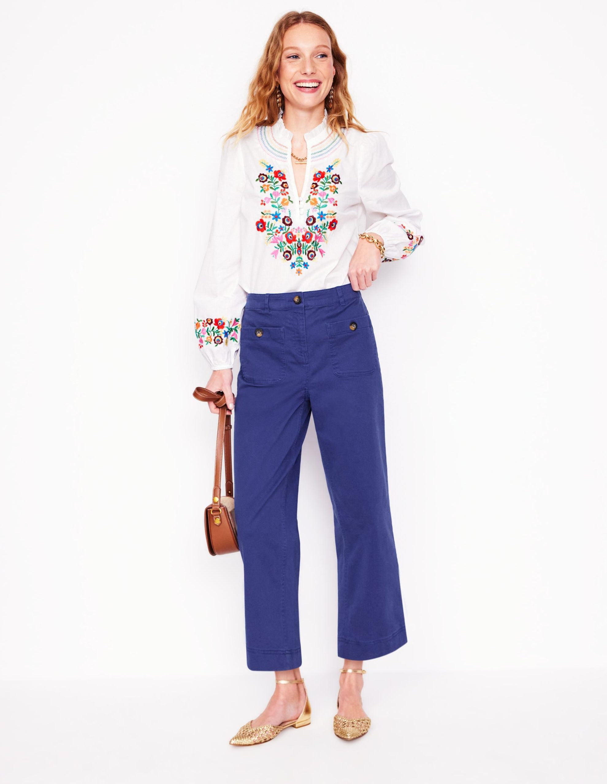Patch Pocket Crop Chino Pants-Starboard Blue