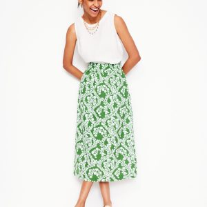 Double Cloth Smocked Skirt-Paradise Green.Vine Silhouette
