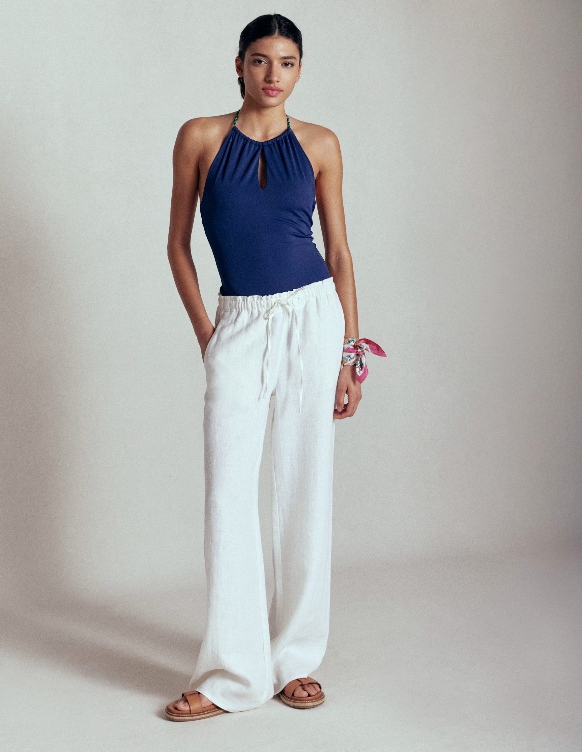 Islington Linen Pants-White - Image 3