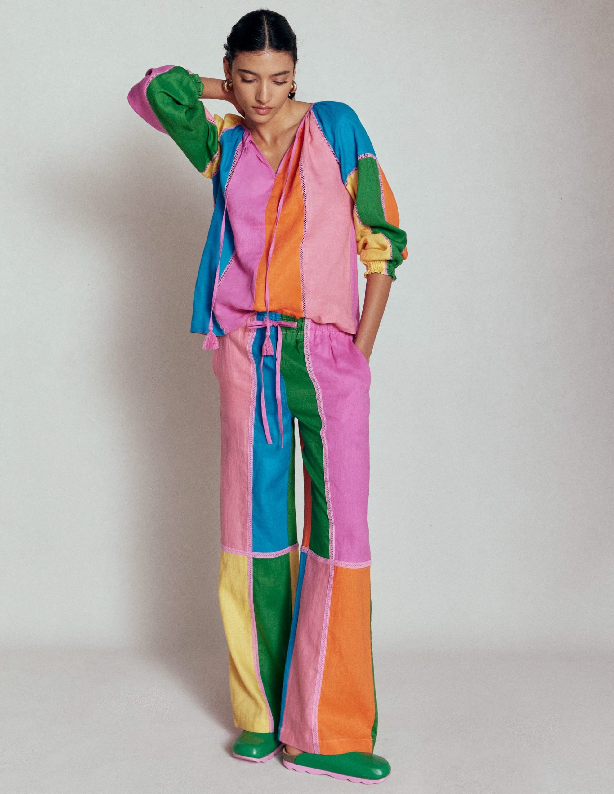 Islington Linen Pants-Multi Colourblock - Image 6