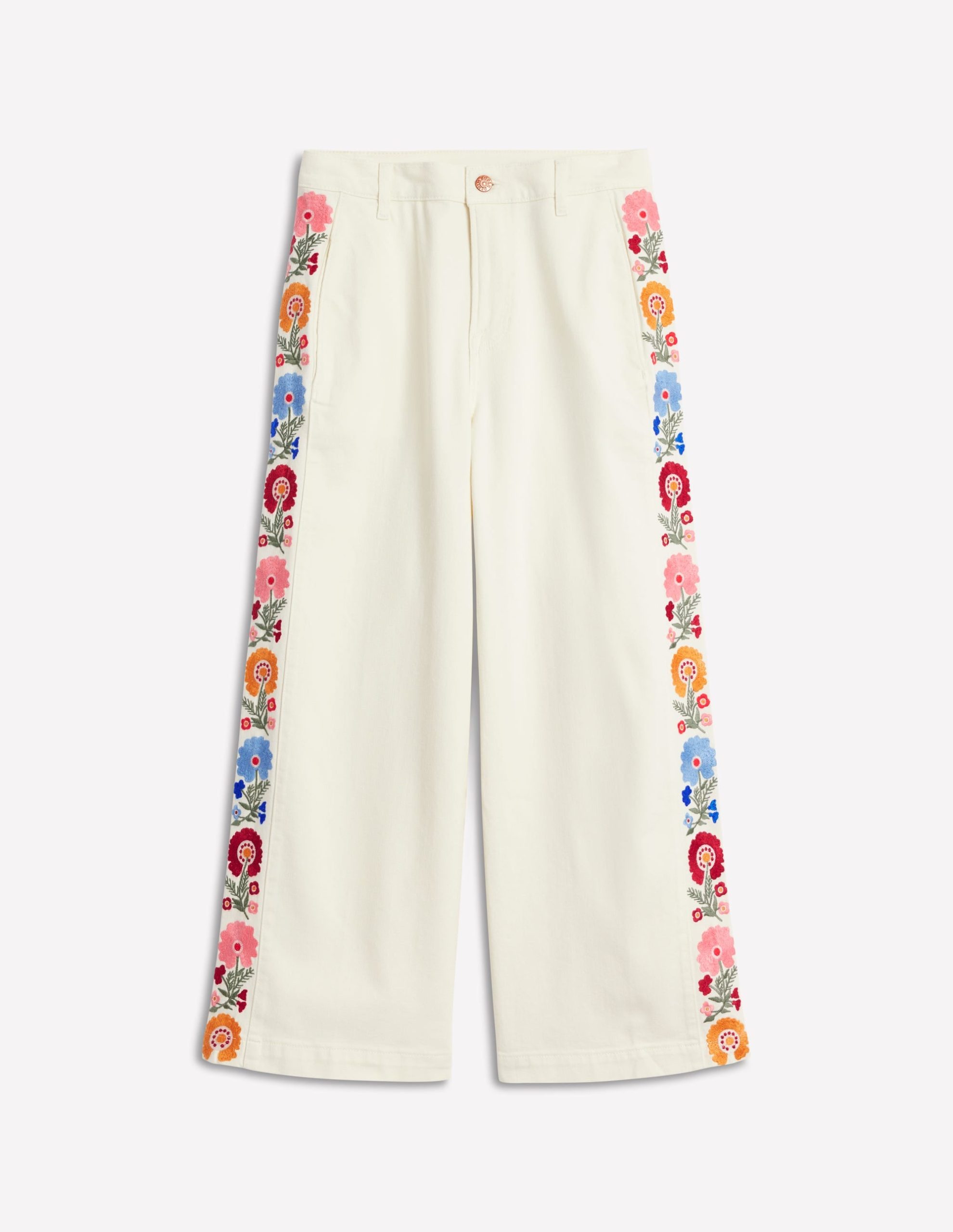 Cropped Embroidered Jeans-Ivory Embroidery - Image 8