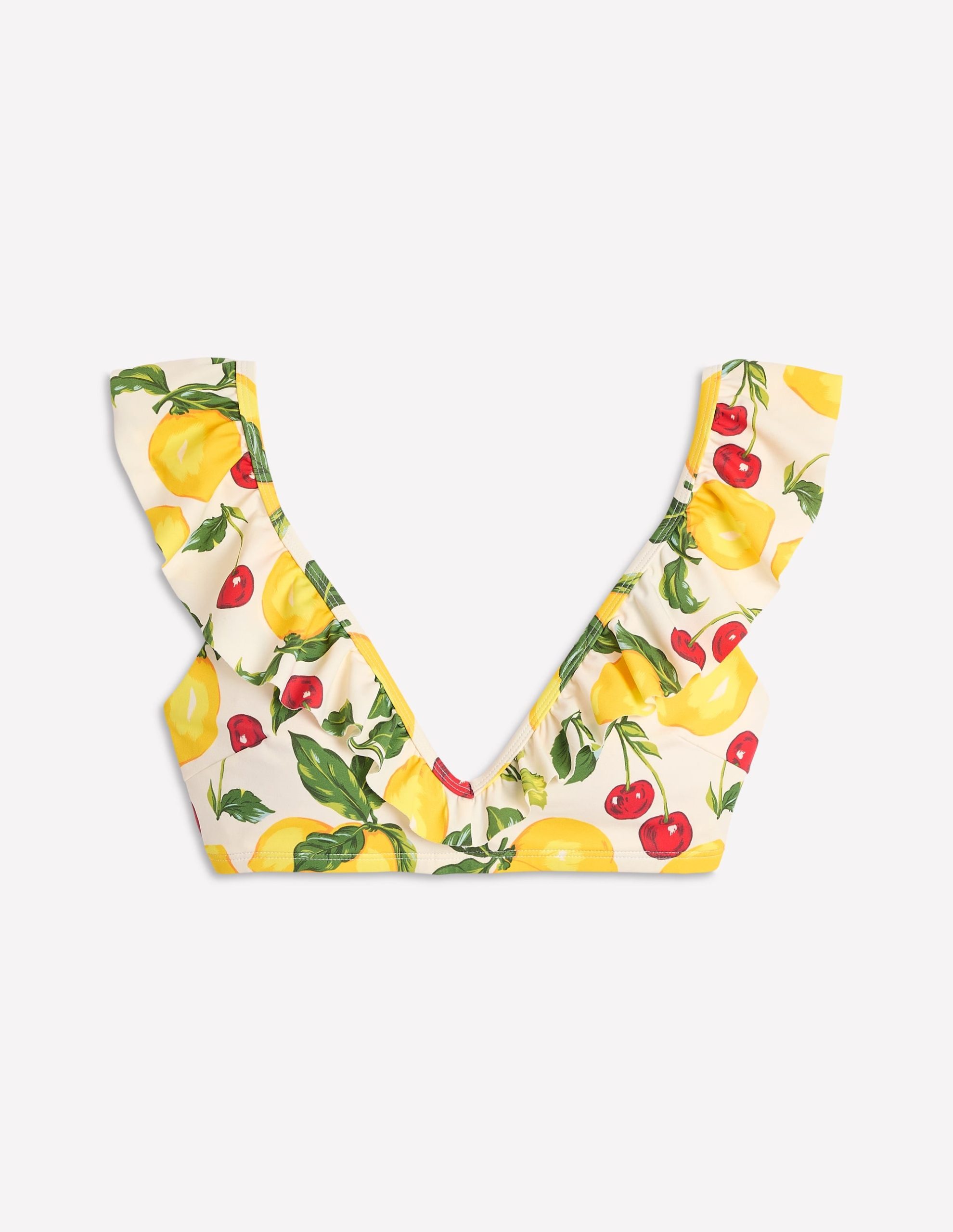 Evia Ruffle Bikini Top-Ivory. Cherries and Lemons - Image 5
