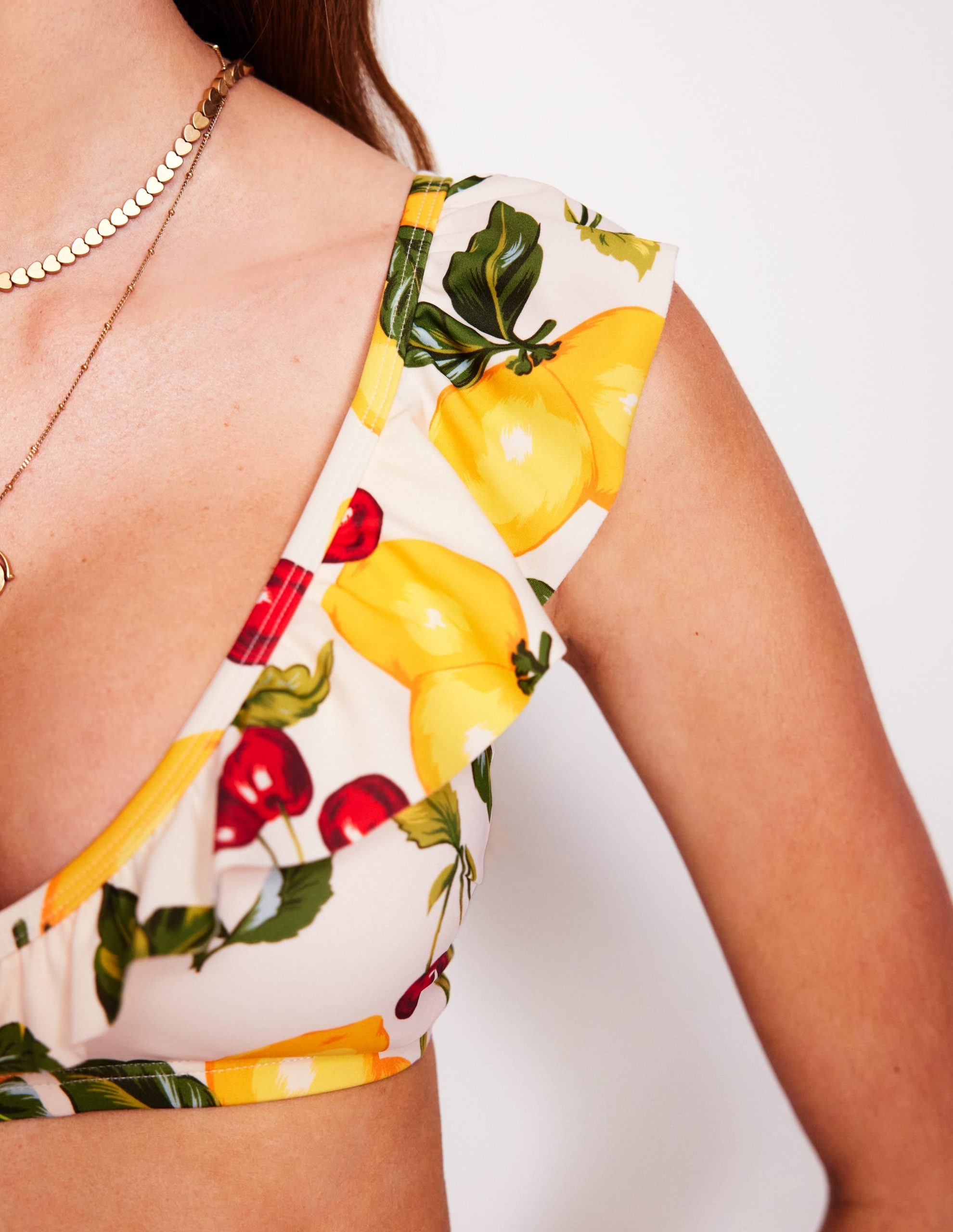 Evia Ruffle Bikini Top-Ivory. Cherries and Lemons - Image 2