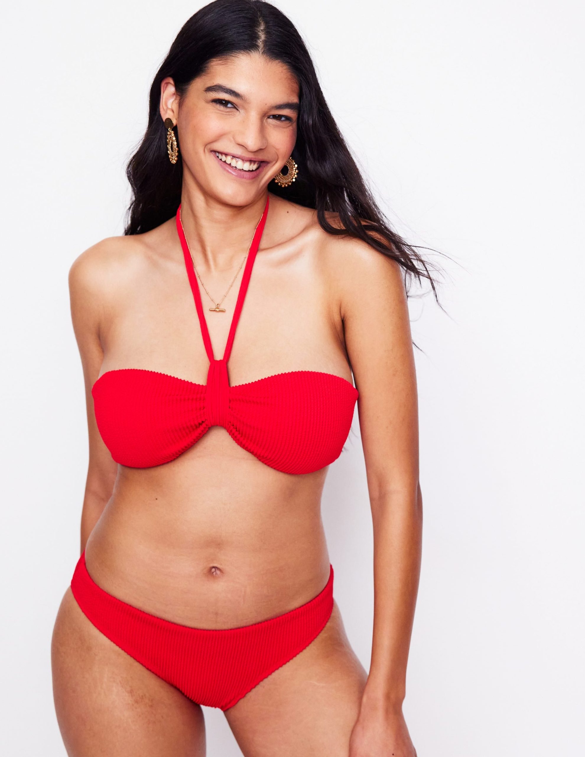 Crinkle Texture Bikini Top-Tulip Red - Image 5