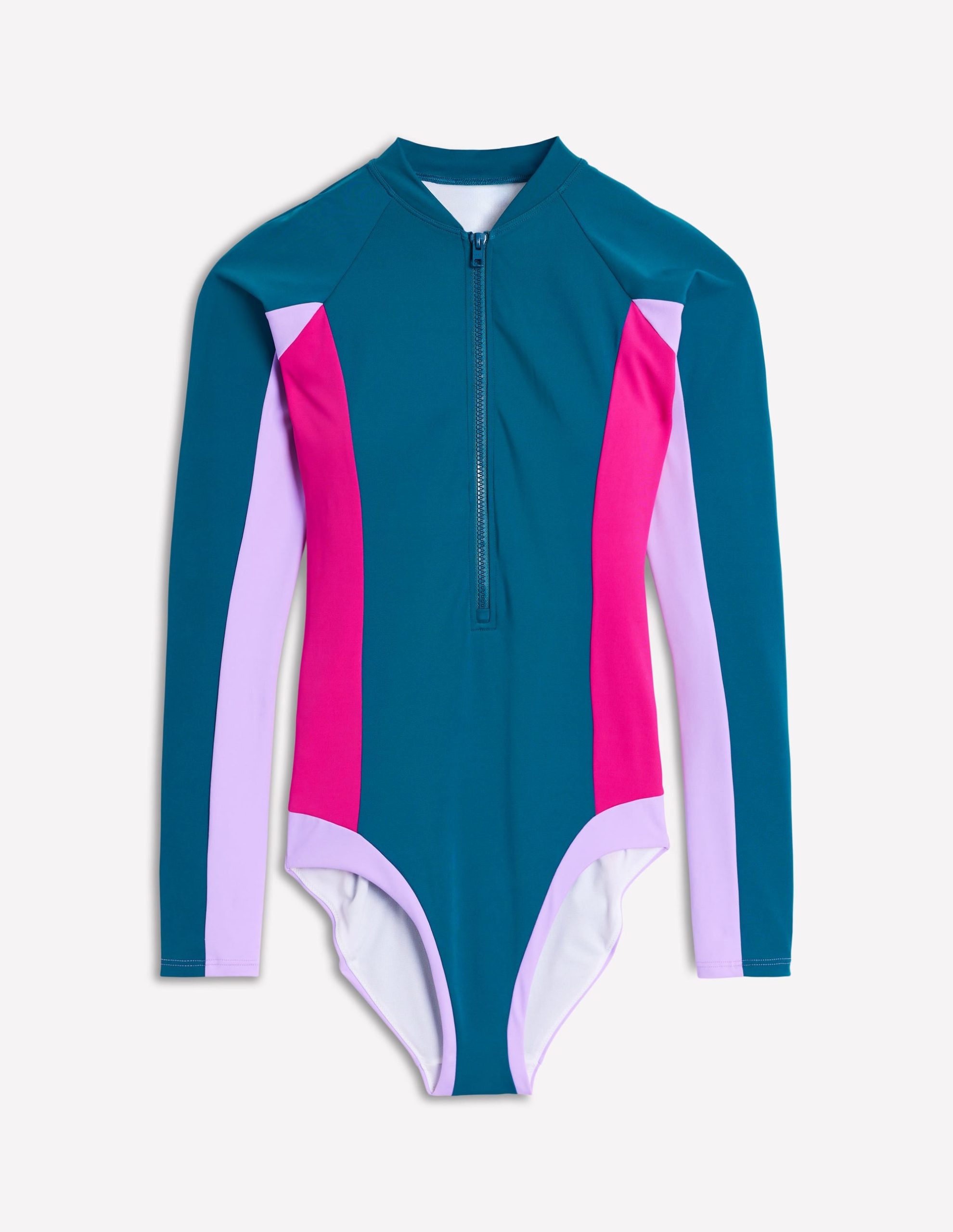 Sporty Raglan Sleeve Swimsuit-Oceanside Blue - Image 6