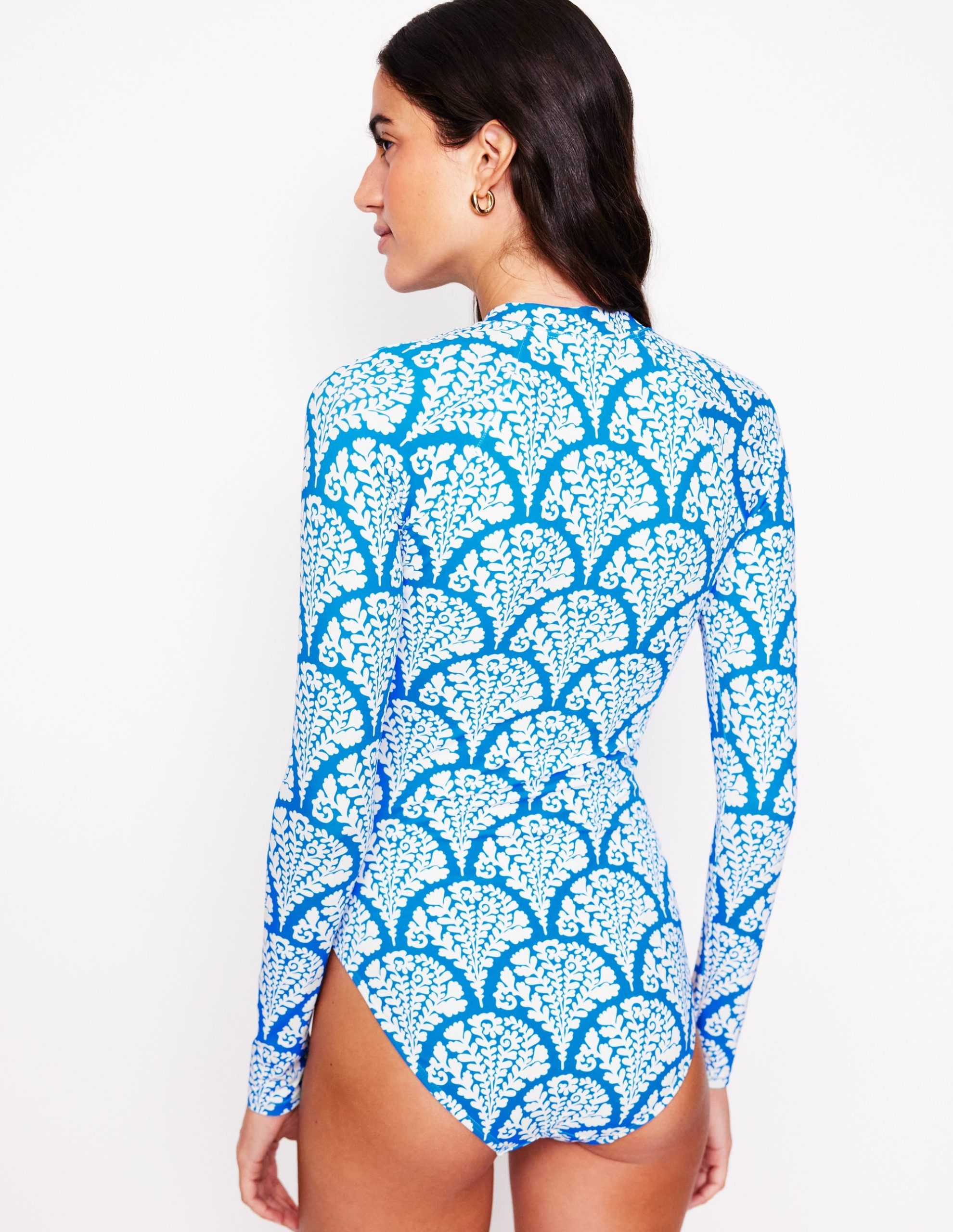 Sporty Raglan Sleeve Swimsuit-Bright Blue. Blossomy - Image 4