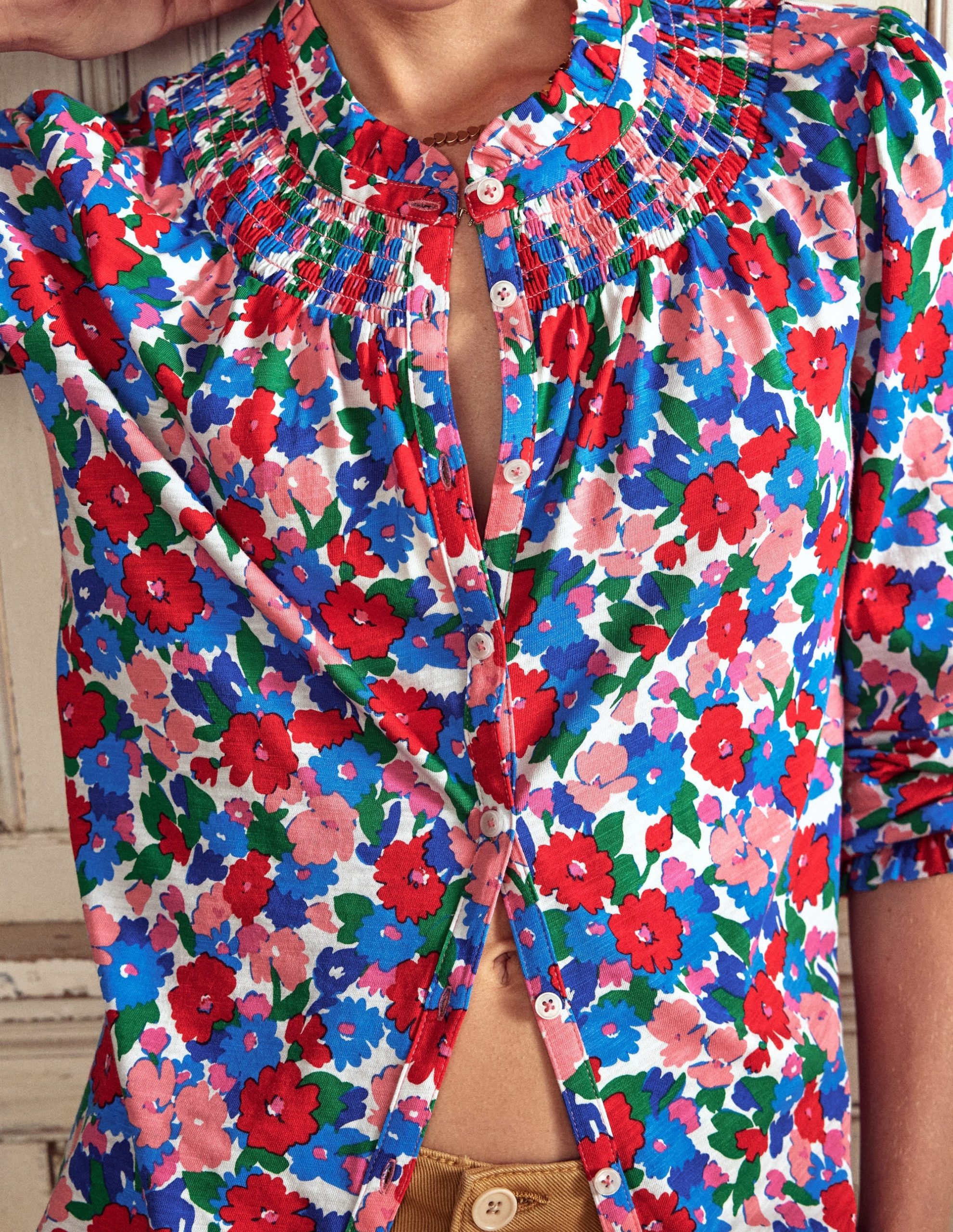 Fay Smocked Jersey Shirt-Multi. Painterly Meadow - Image 6