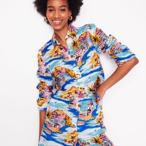 Sienna Linen Shirt-Multi. Paradise Bay