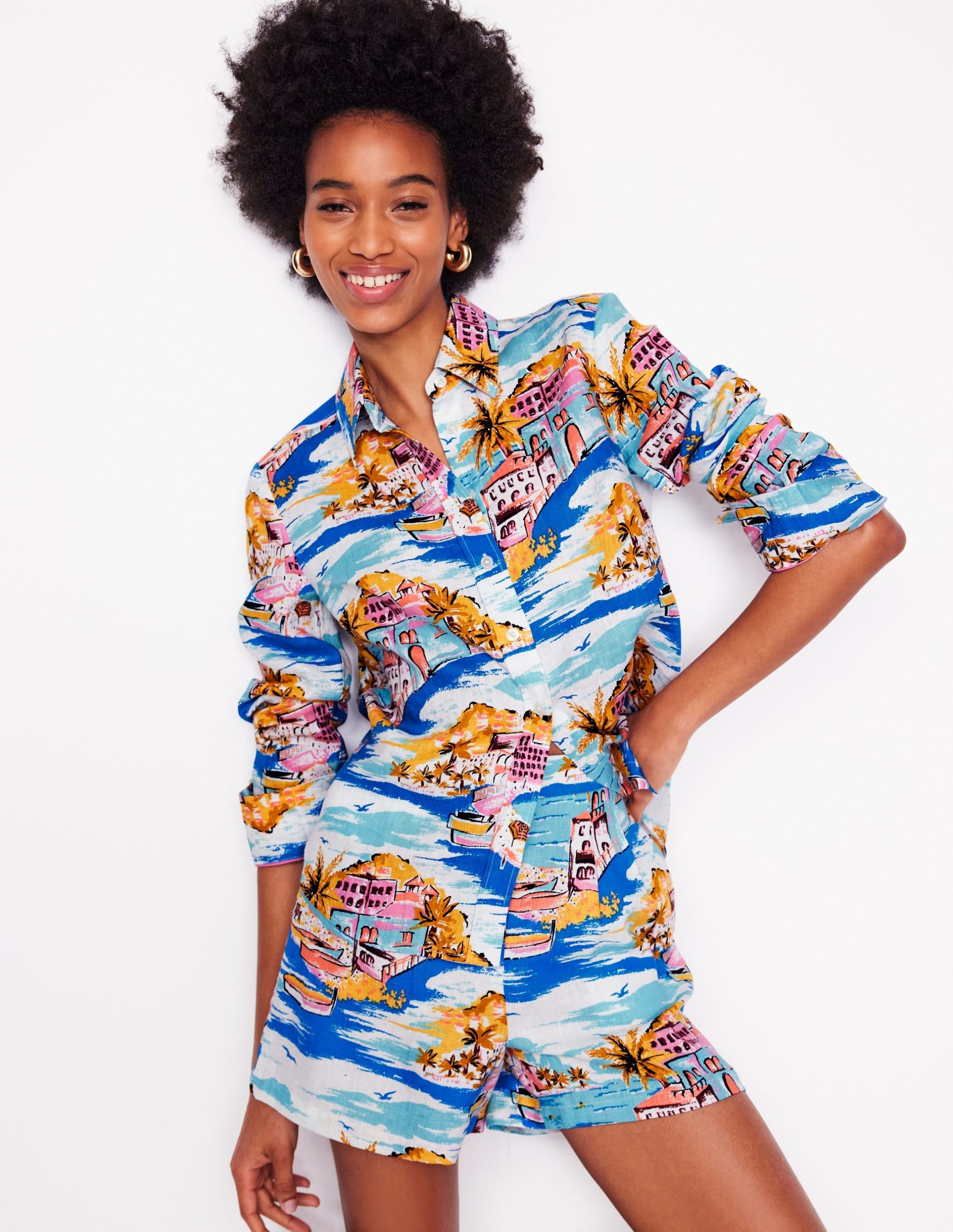 Sienna Linen Shirt-Multi. Paradise Bay