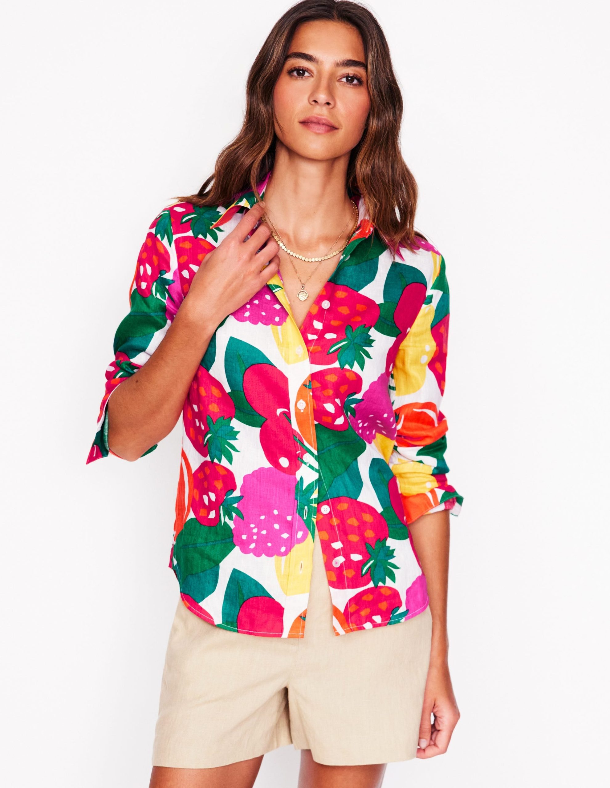 Sienna Linen Shirt-Multi. Summer Fruits - Image 5