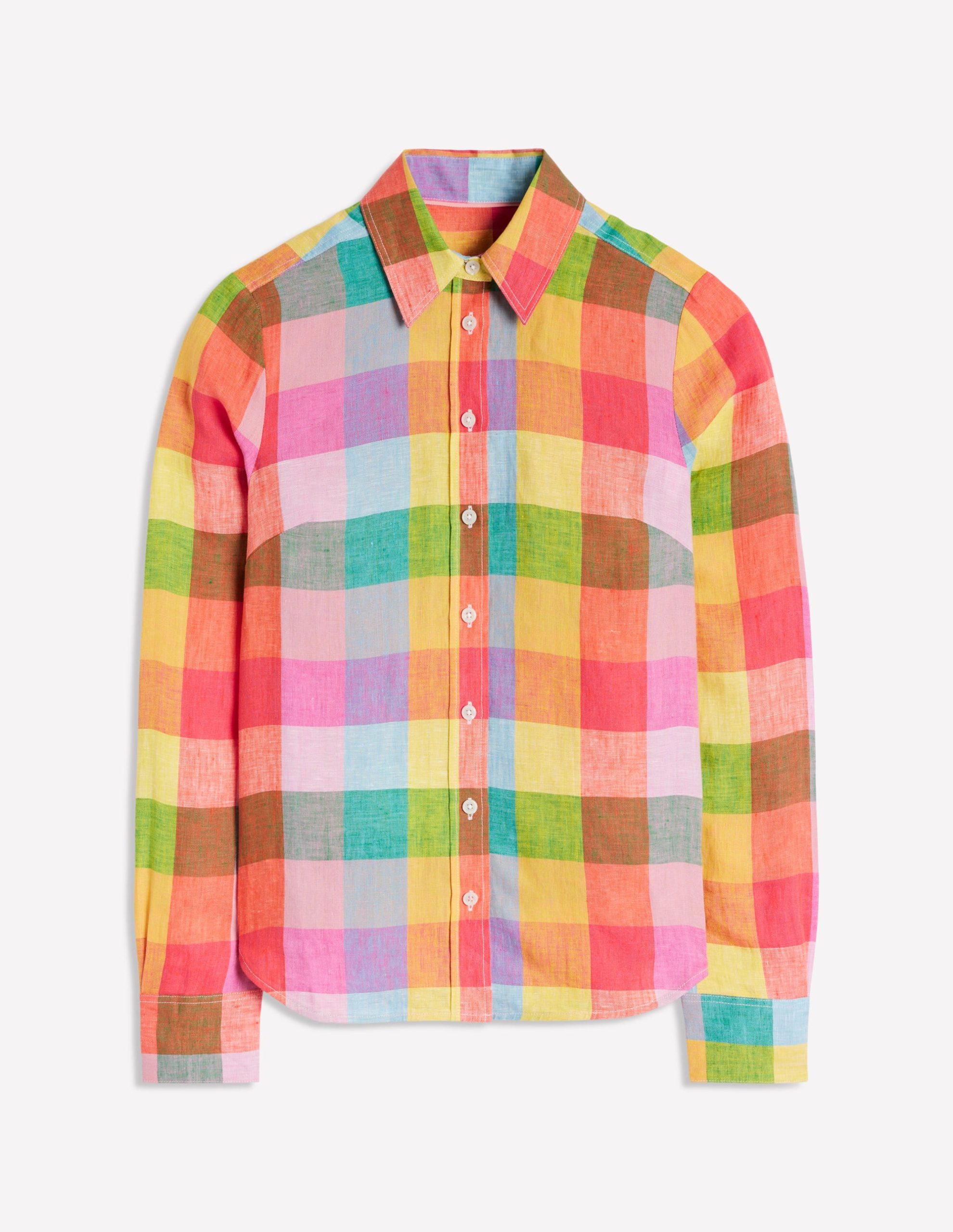 Sienna Linen Shirt-Rainbow Multi Gingham - Image 8