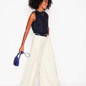 Sophie Ruffle Linen Top-Navy