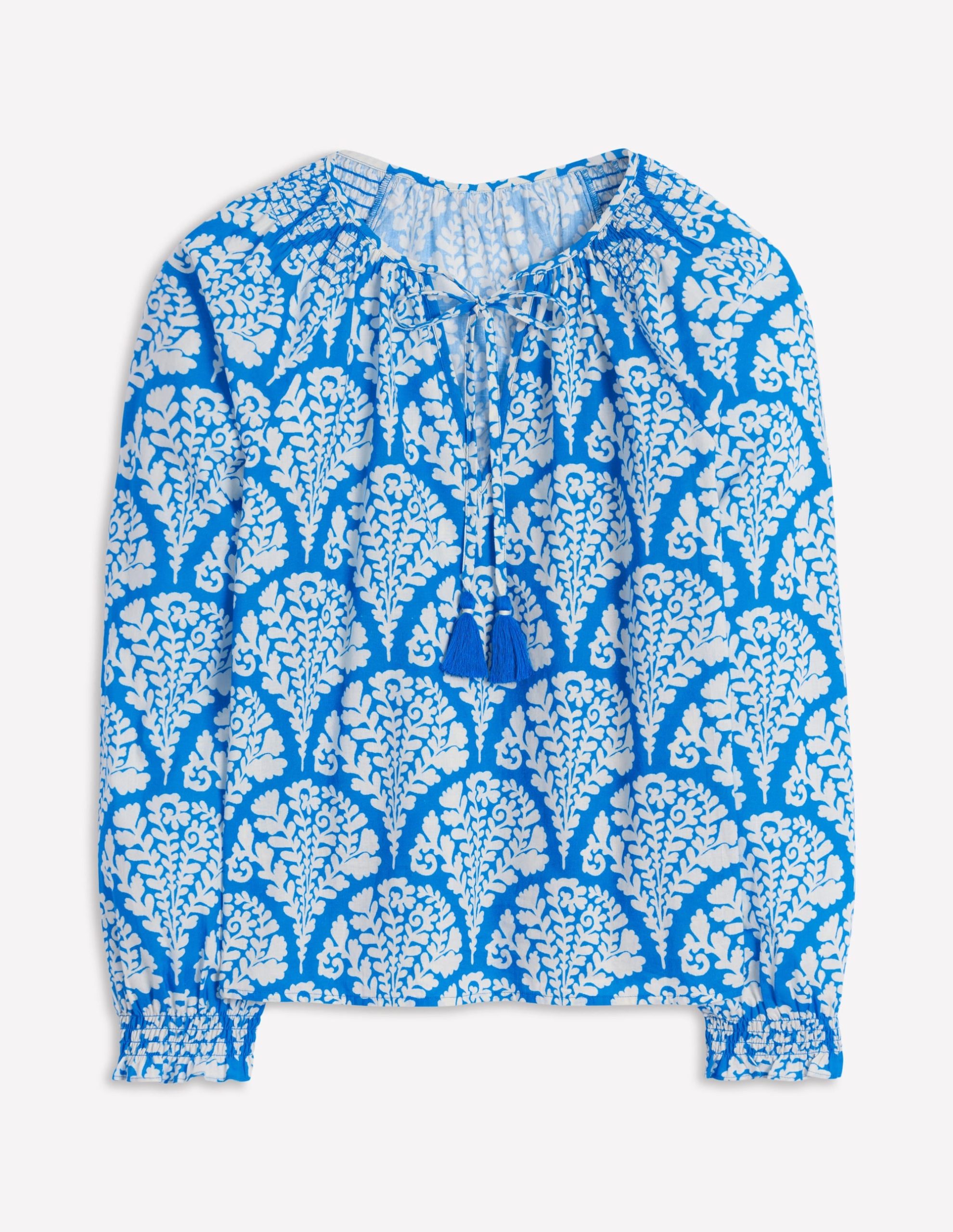 Easy Cotton Blouse-Cerulean Blue. Blossomy - Image 6