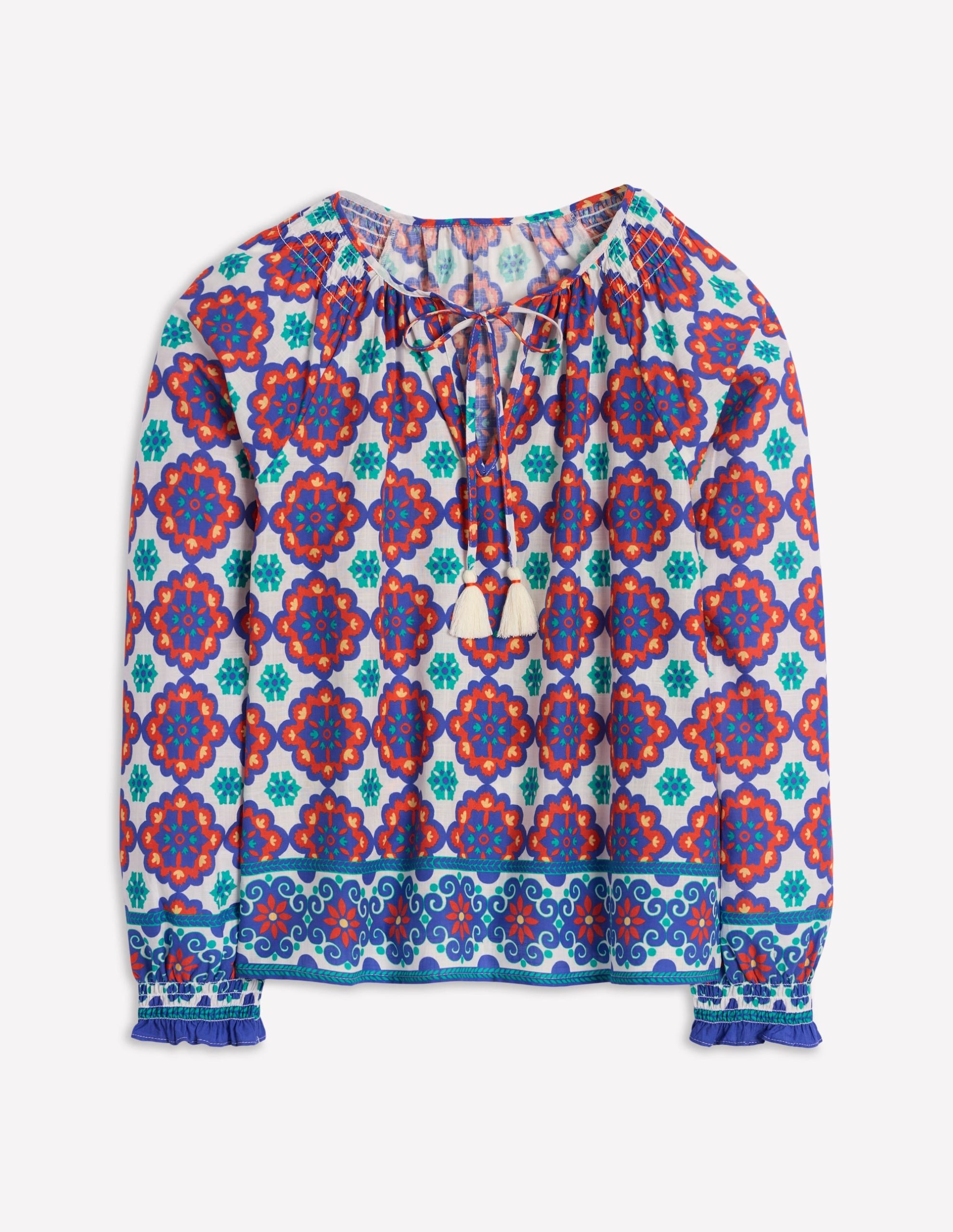 Easy Cotton Blouse-Bright Blue. Bloom Geo - Image 7