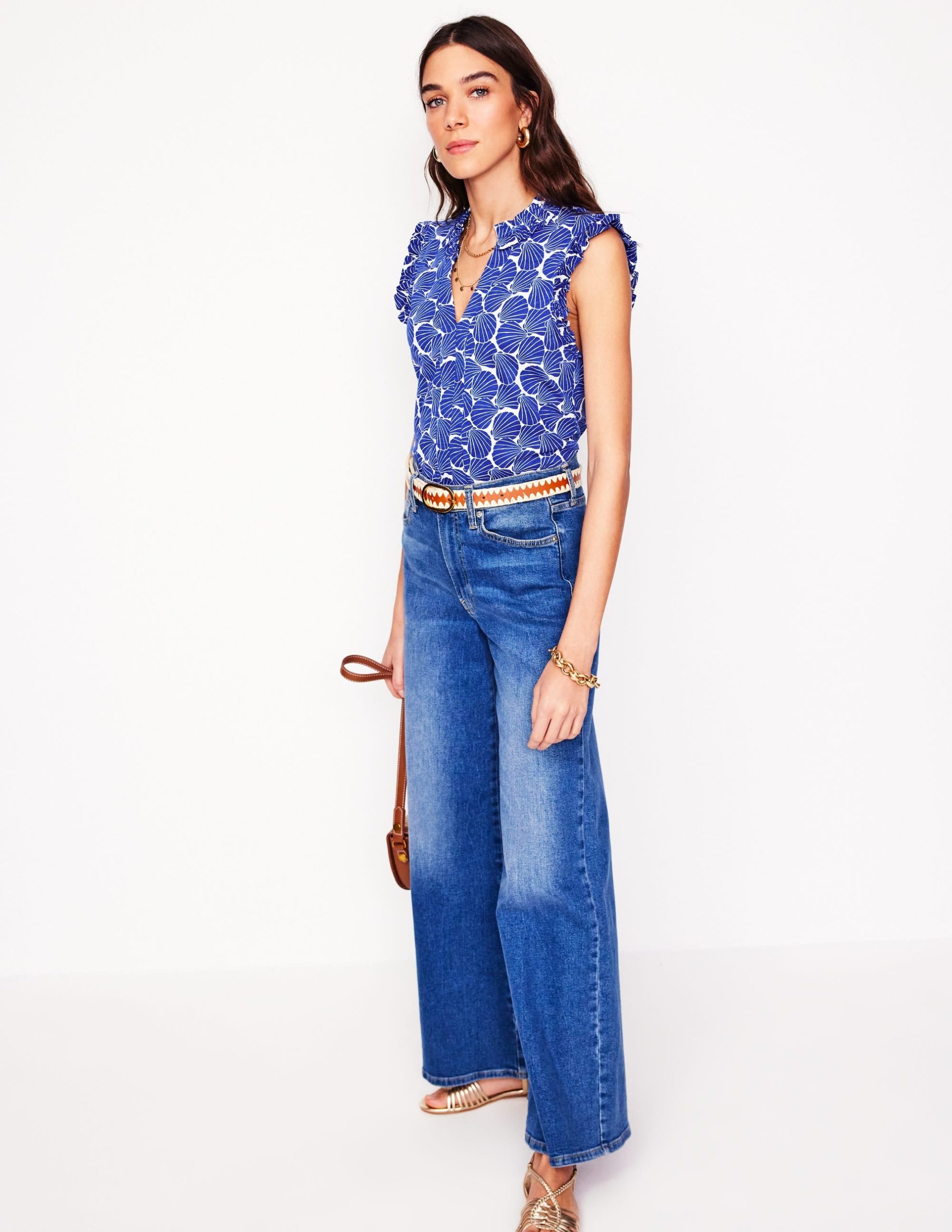 Lola Sleeveless Top-Bright Blue. Seashell - Image 4