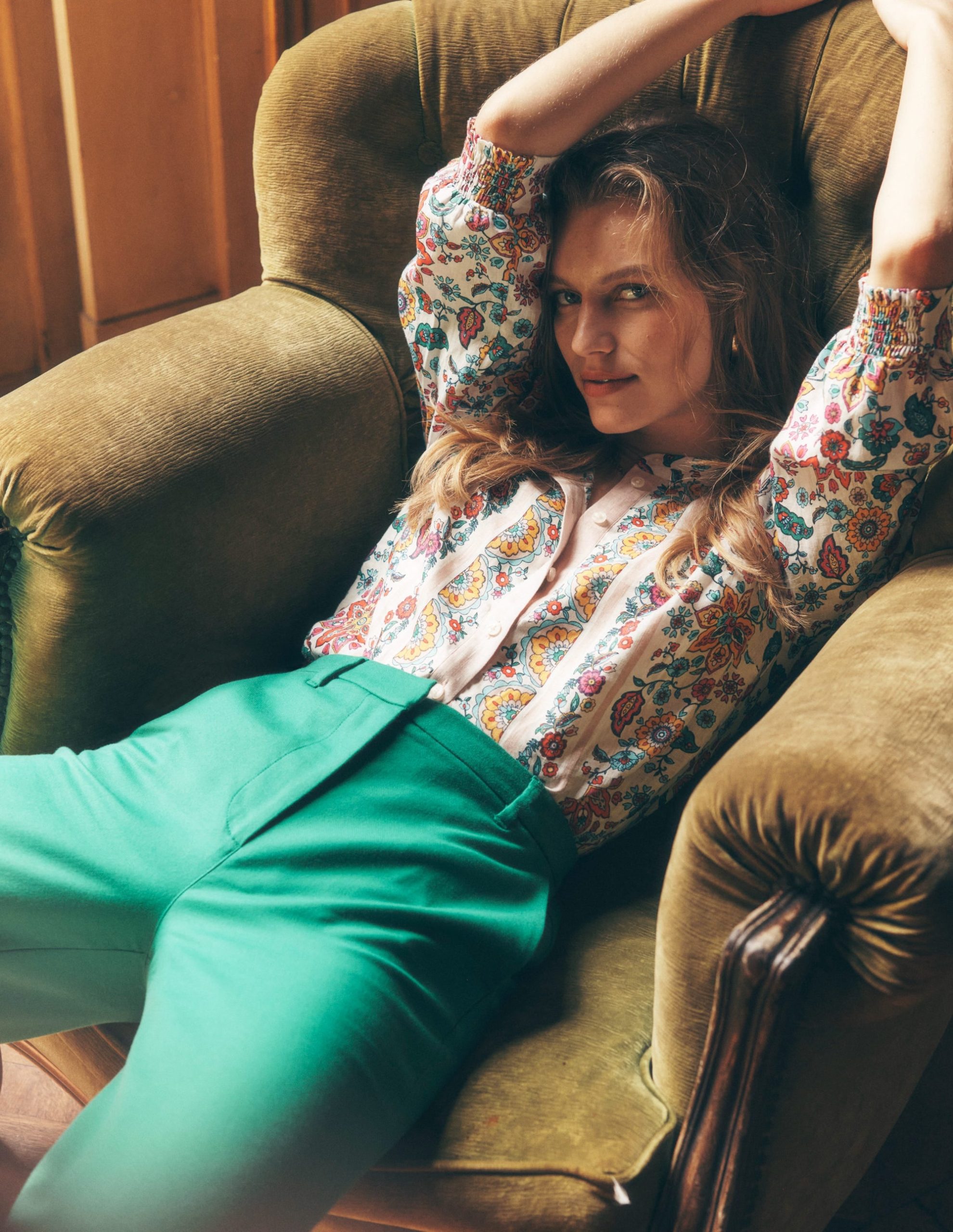 Alicia Linen Top-Ivory Botanical Sprig - Image 6