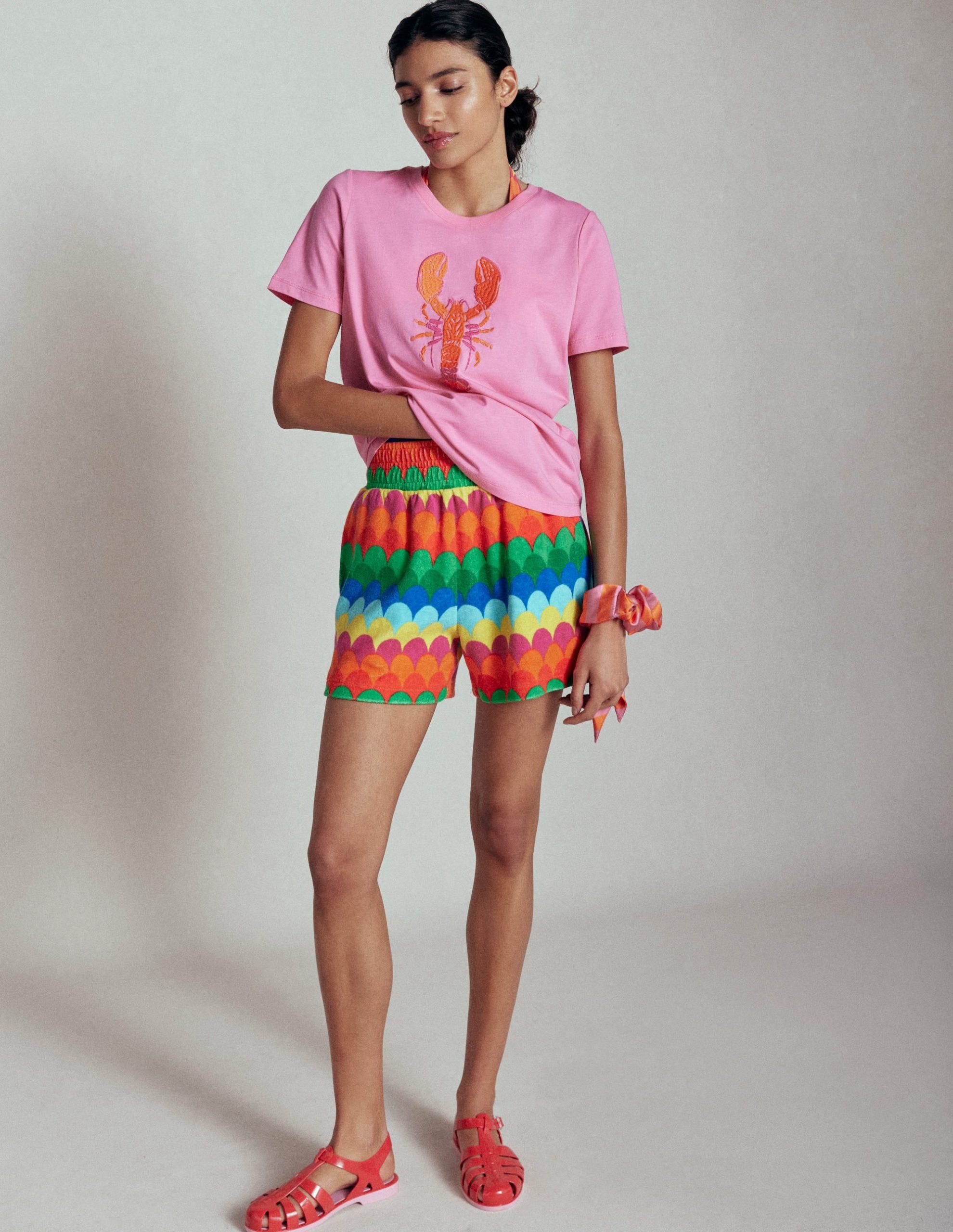 Relaxed Novelty T-Shirt-Pink Rose. Lobster - Image 5