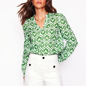 Grace Linen Top-Paradise Green. Ivy Trellis