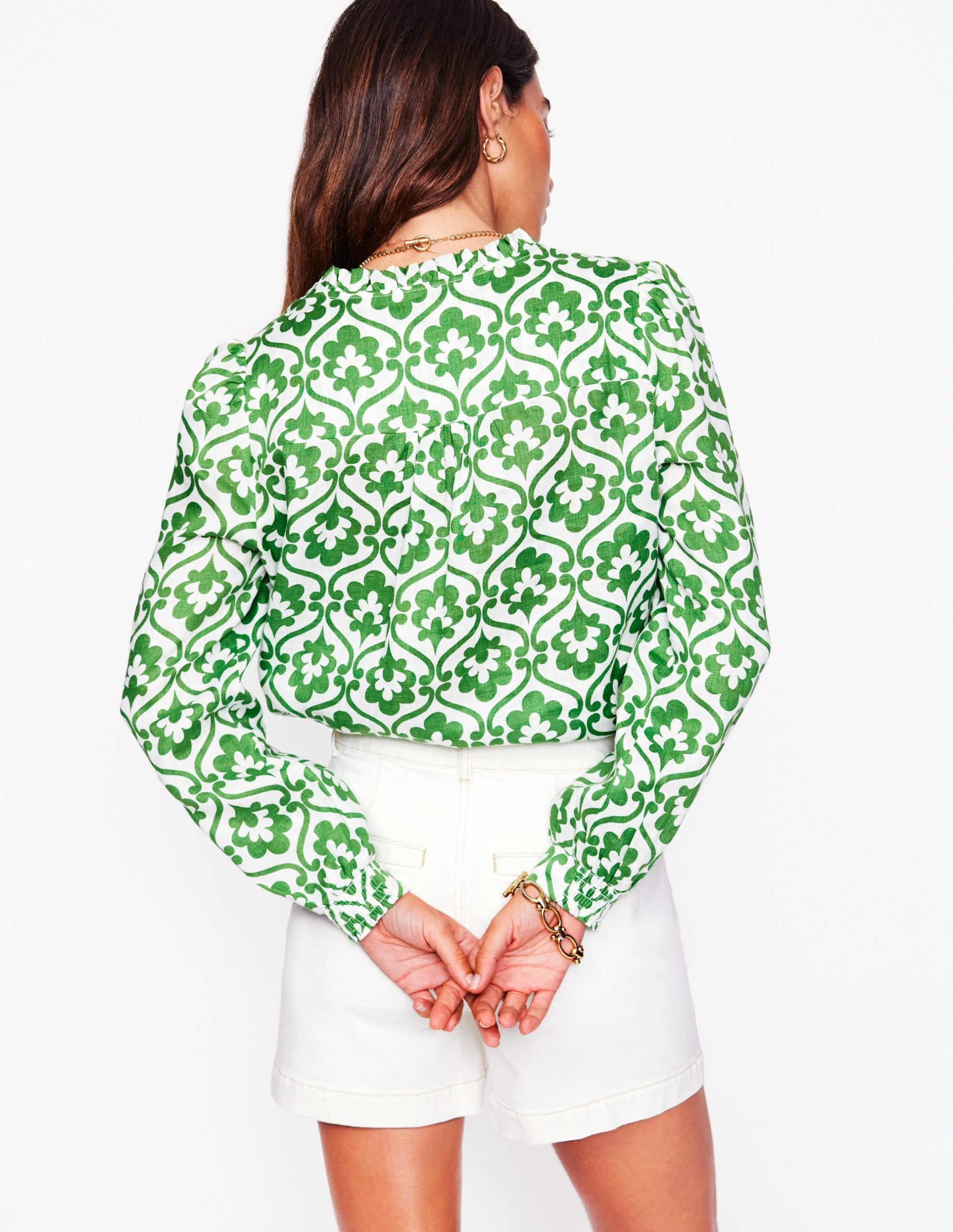 Grace Linen Top-Paradise Green. Ivy Trellis - Image 3