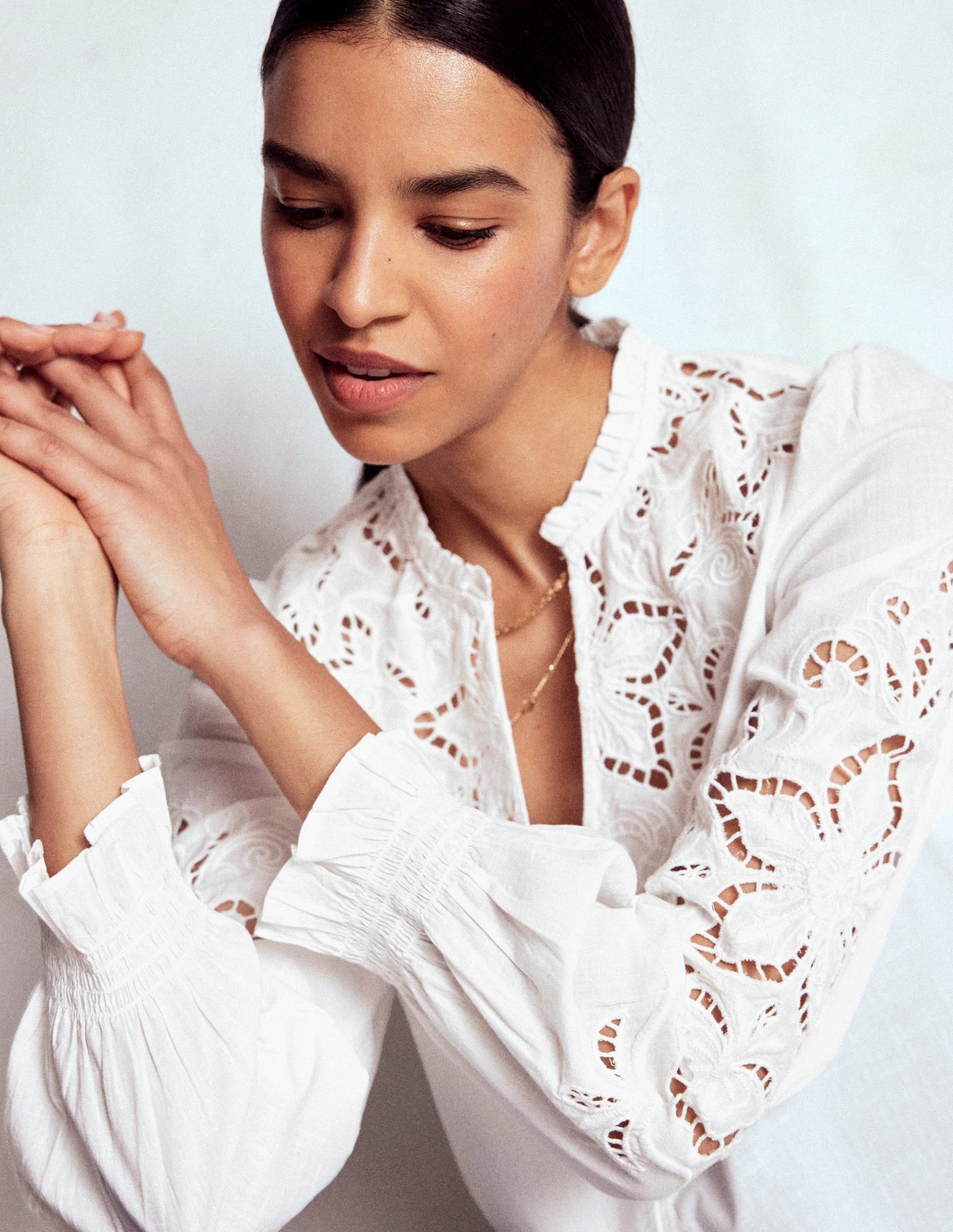 Cutwork Embroidered Blouse-White - Image 2