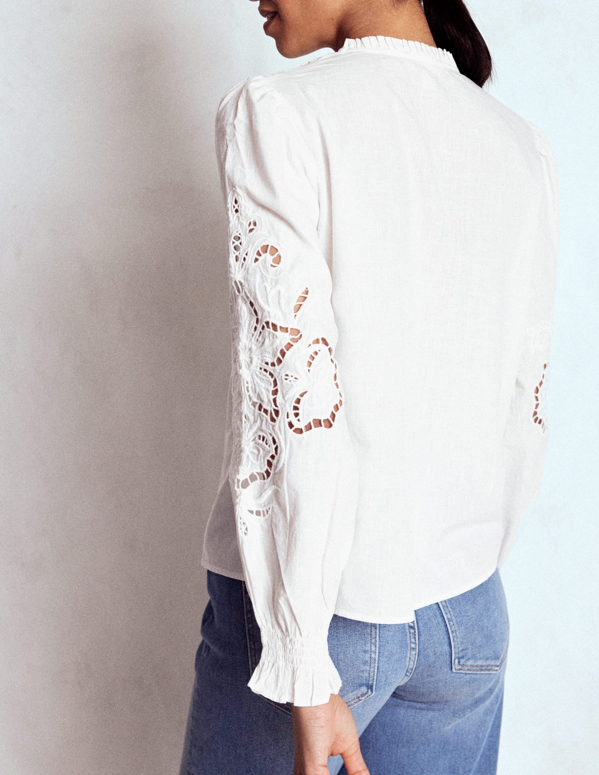 Cutwork Embroidered Blouse-White - Image 3