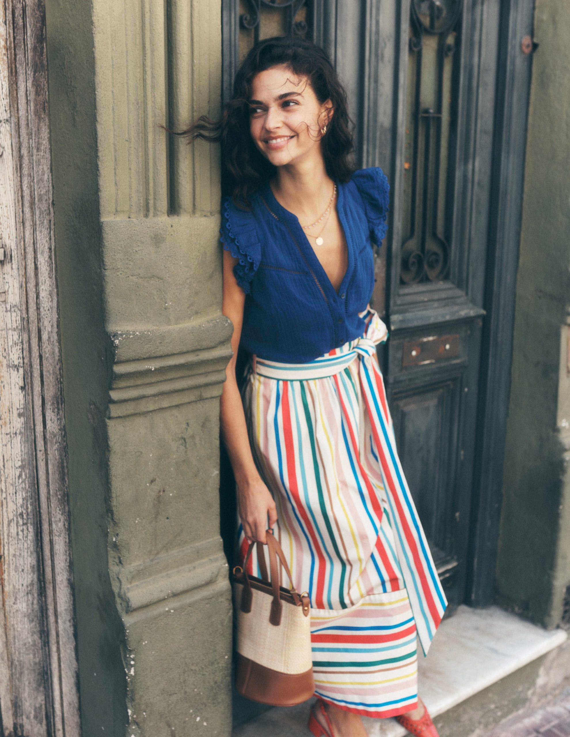 Sleeveless Double Cloth Top-Starboard Blue - Image 5