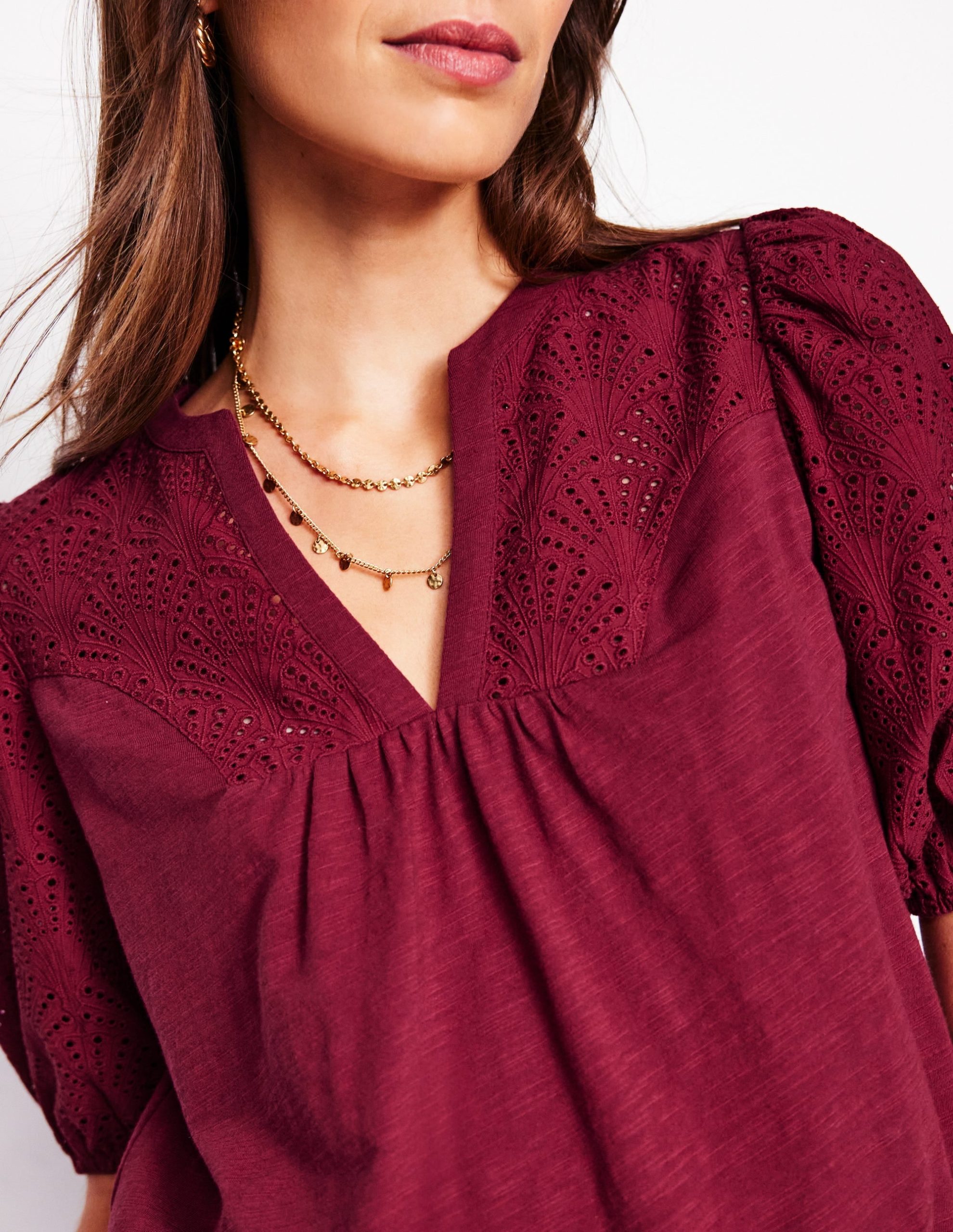 Dolly Broderie Top-Garnet Red - Image 2