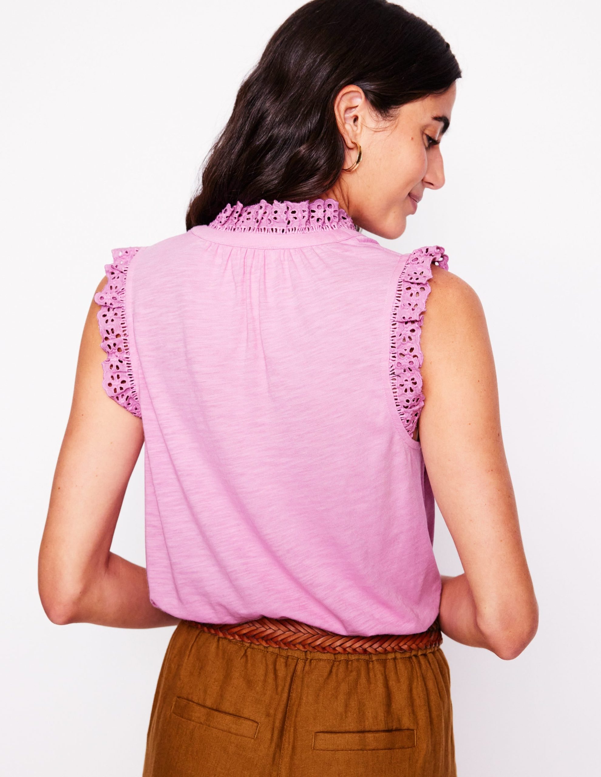 Aria Broderie Trim Vest-Soft Lavender - Image 4