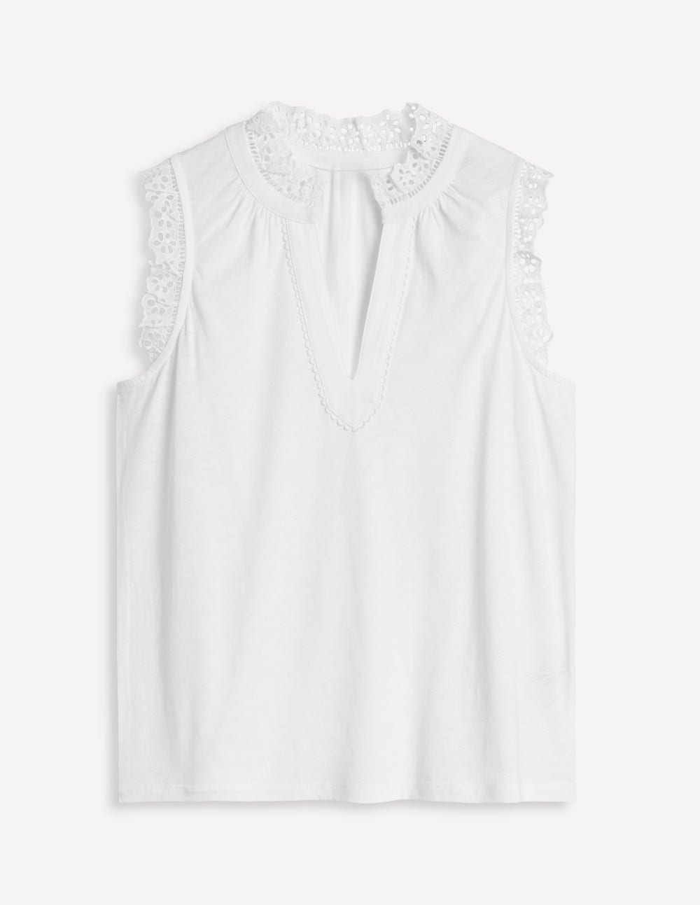 Aria Broderie Trim Vest-White - Image 6