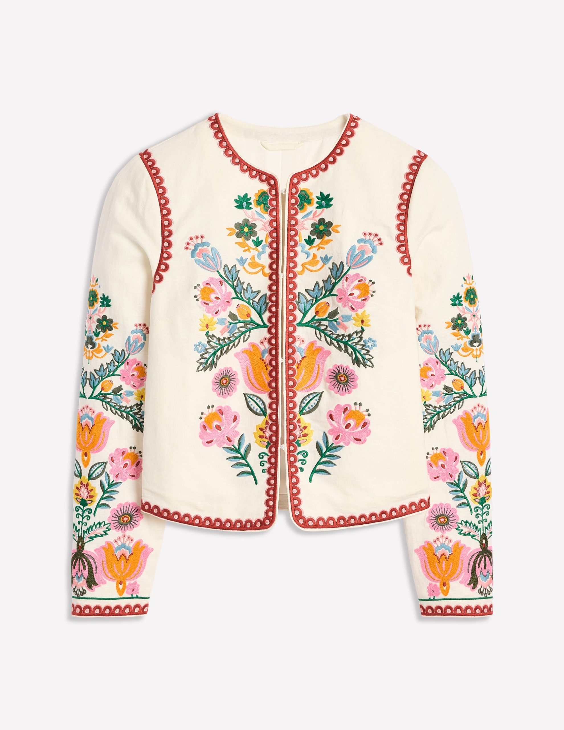 Embroidered Linen Jacket-Ivory. Tulip Fusion - Image 8